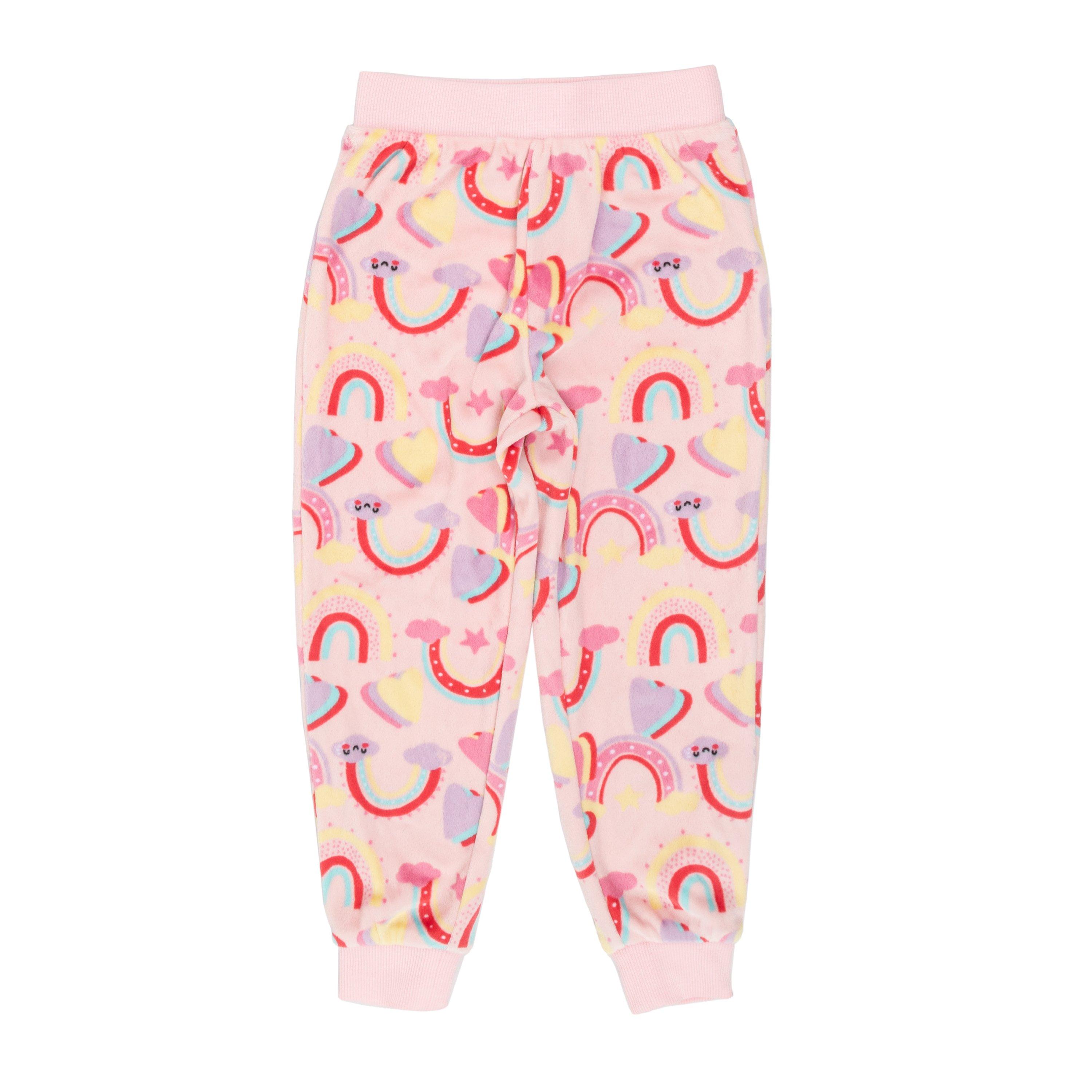 Lyserød - Miso - Kids' Rainbow Velour Long-Sleeve Pyjama Sets - 4