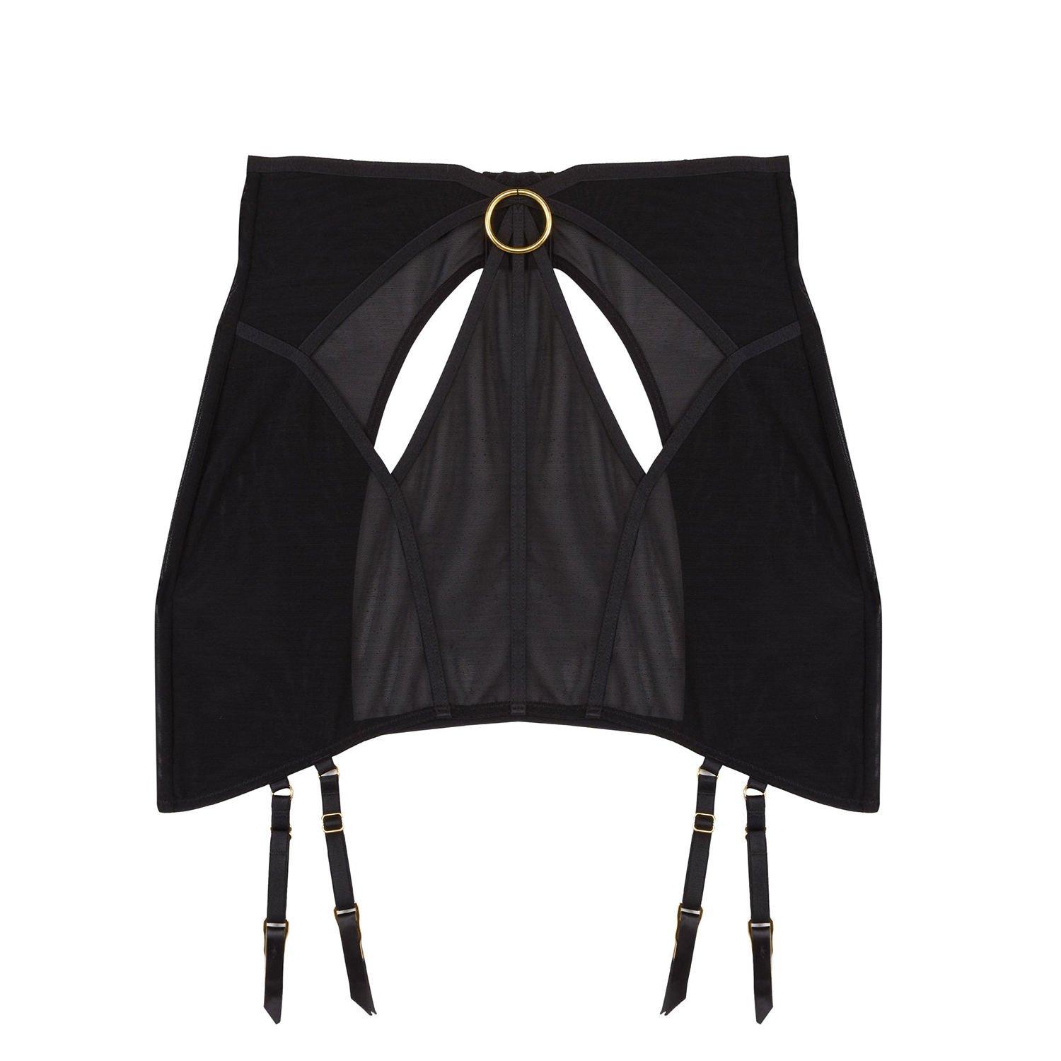 Black - Wolf and Whistle - Emilia Black Mesh Cut Out Double Ring Girdle - 4