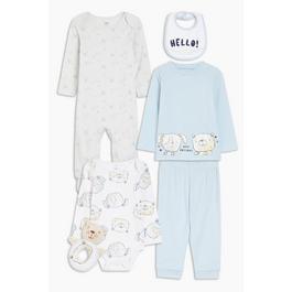 Hello World Studio Baby Boy 6 Piece Bear Gift Set