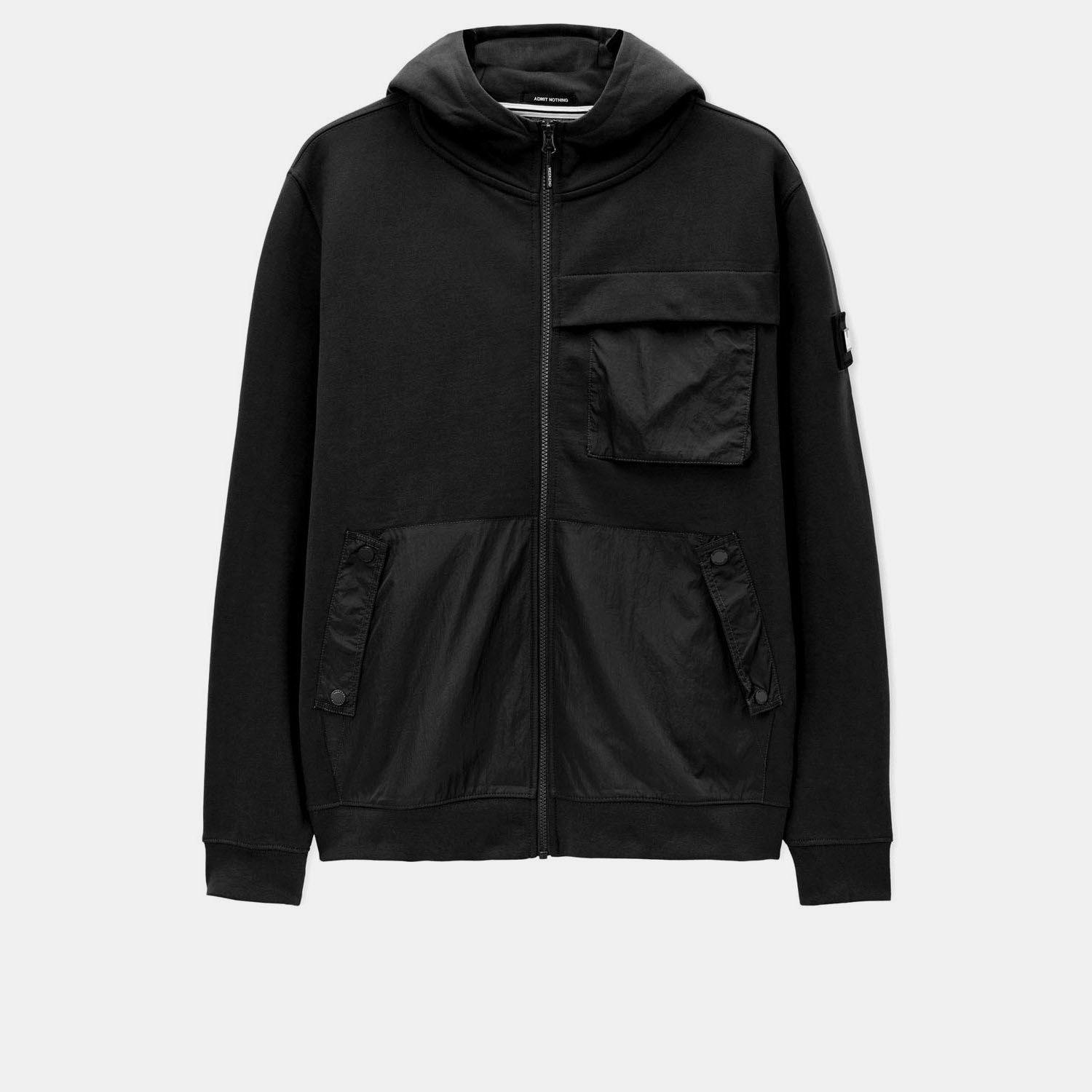 Black - Weekend Offender - Daponte Overlay Zip Hoodie - 1