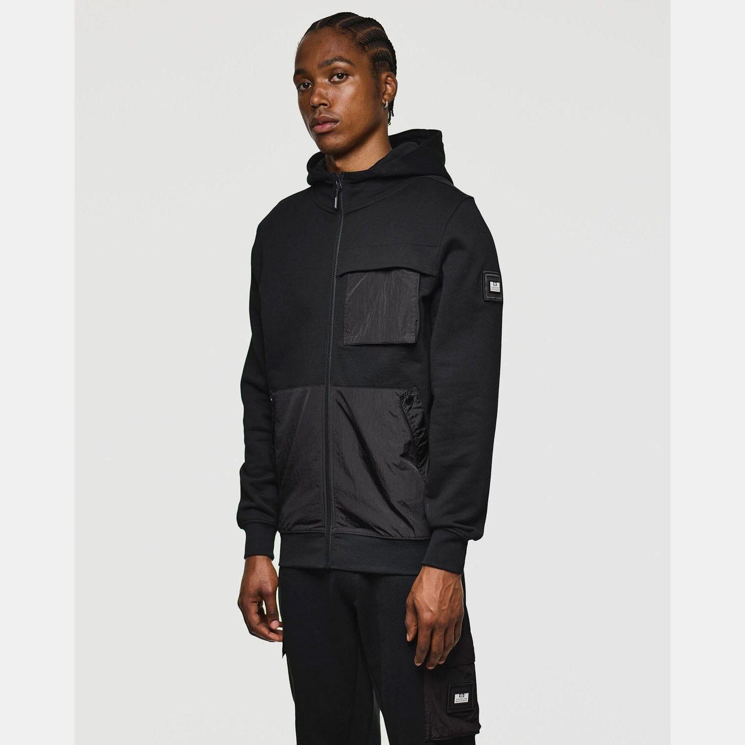 Black - Weekend Offender - Daponte Overlay Zip Hoodie - 2