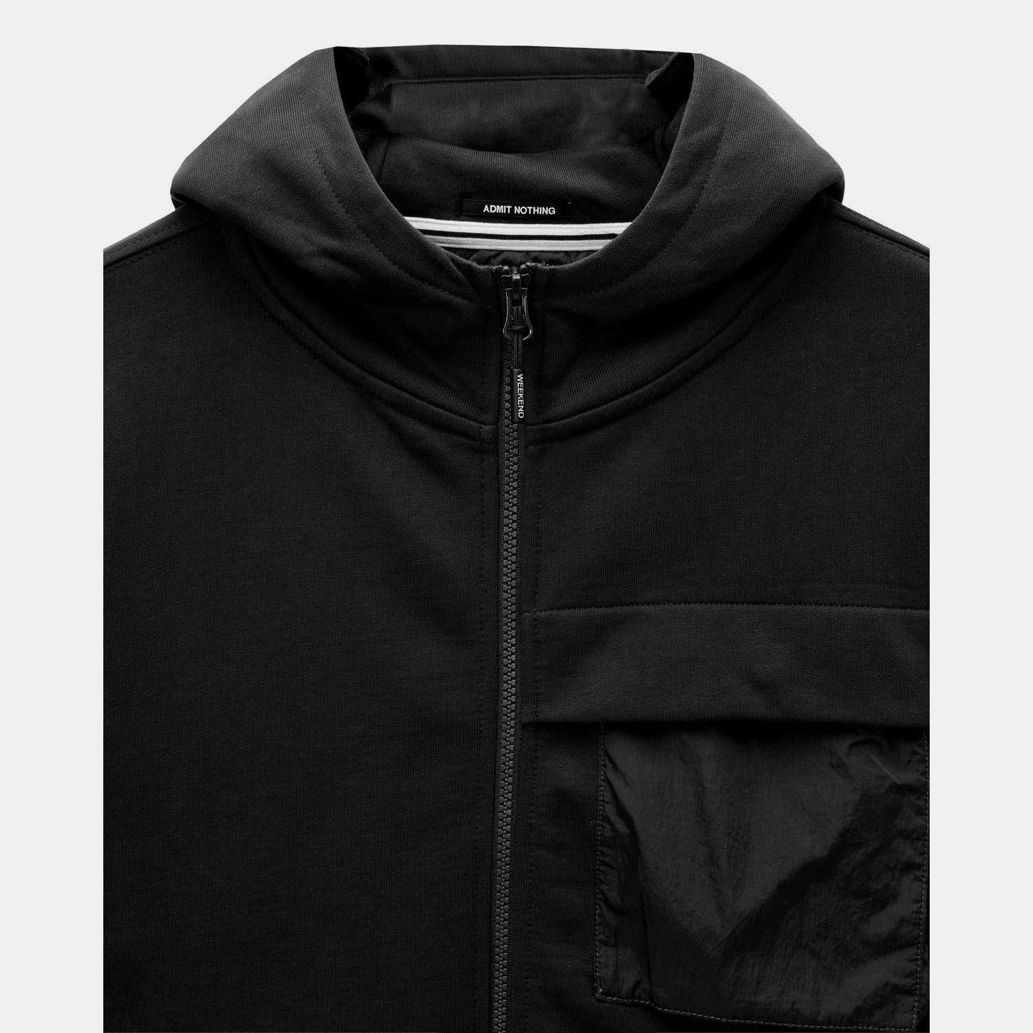 Black - Weekend Offender - Daponte Overlay Zip Hoodie - 5