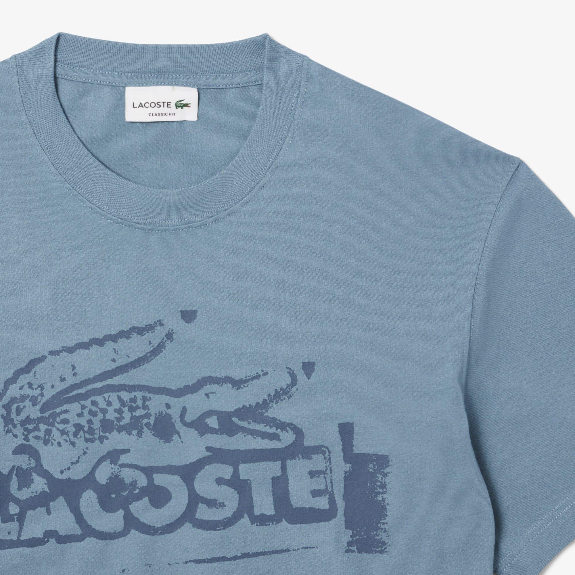 Blue - Lacoste - Printed Cotton Jersey T-Shirt - 2