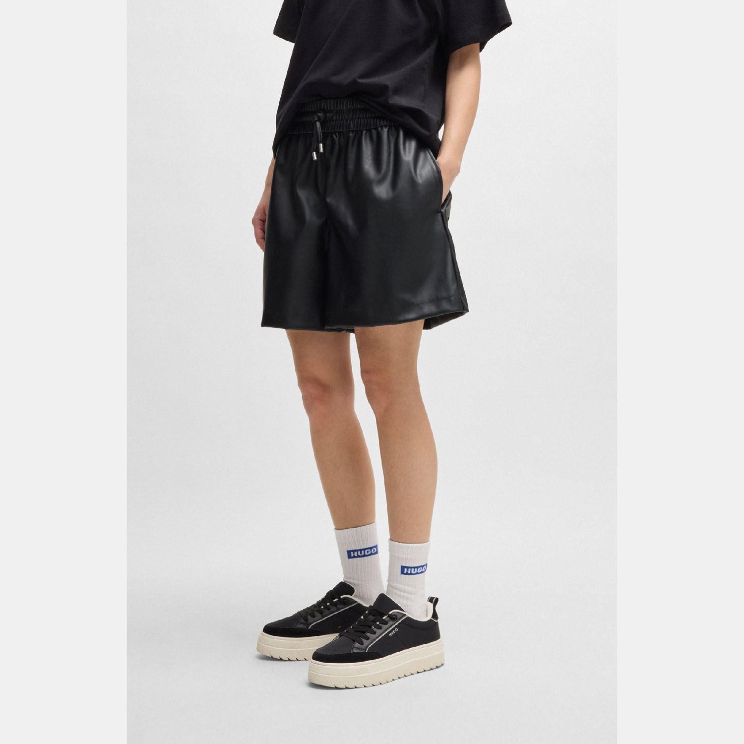 Black - Hugo - Henuka-1 B Faux Leather Shorts - 2