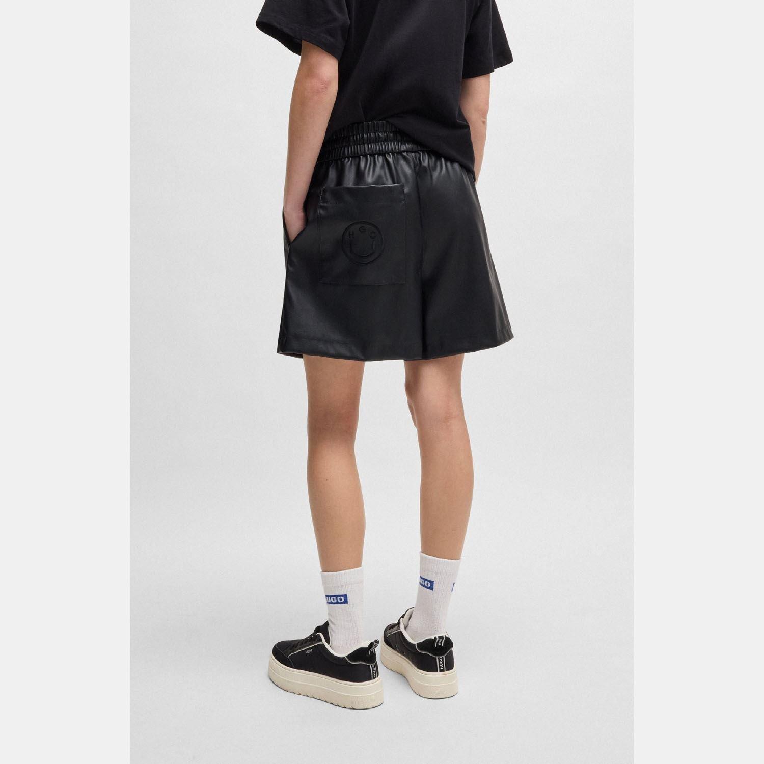 Black - Hugo - Henuka-1 B Faux Leather Shorts - 5