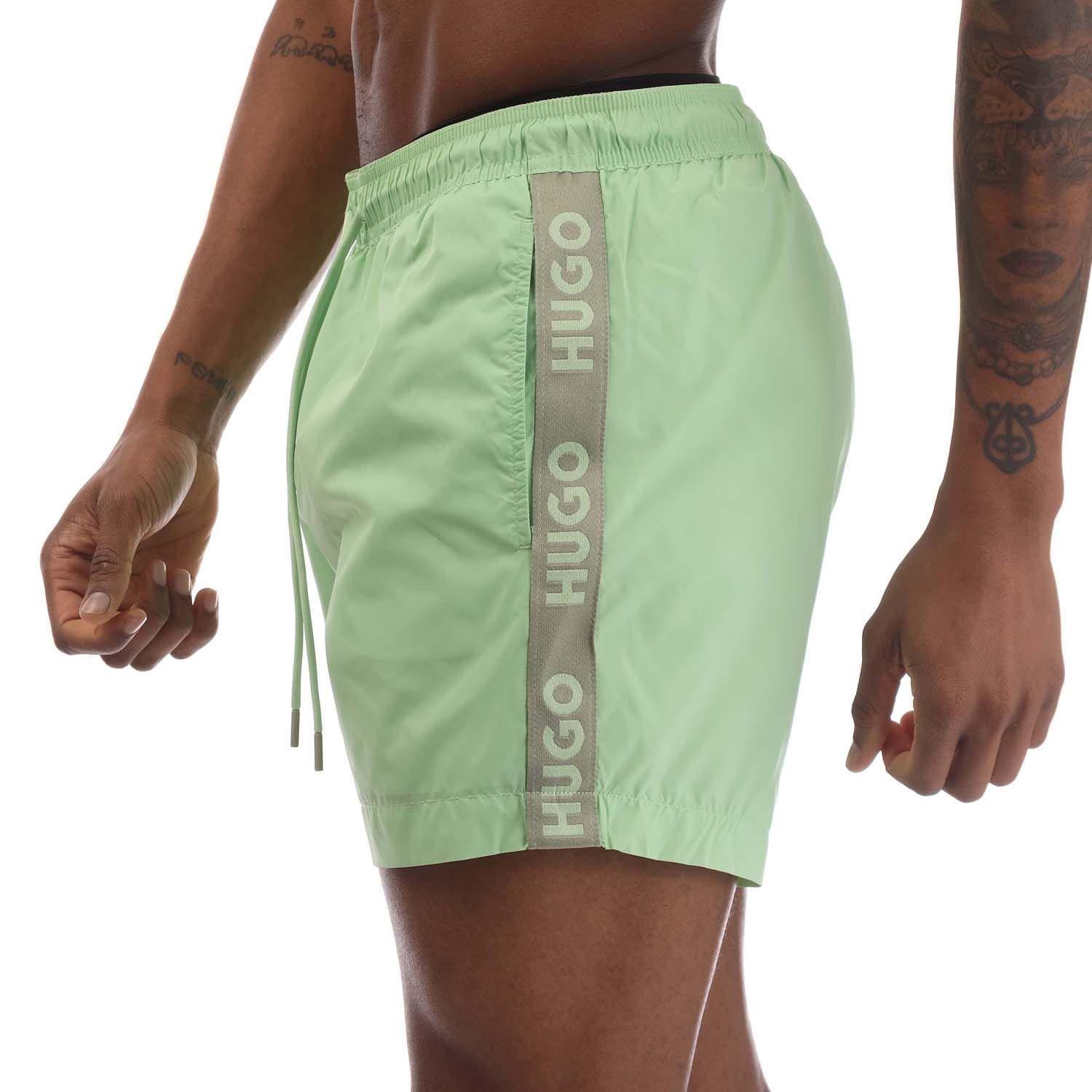 Green - Hugo - Fab Logo Tape Swim Shorts - 2
