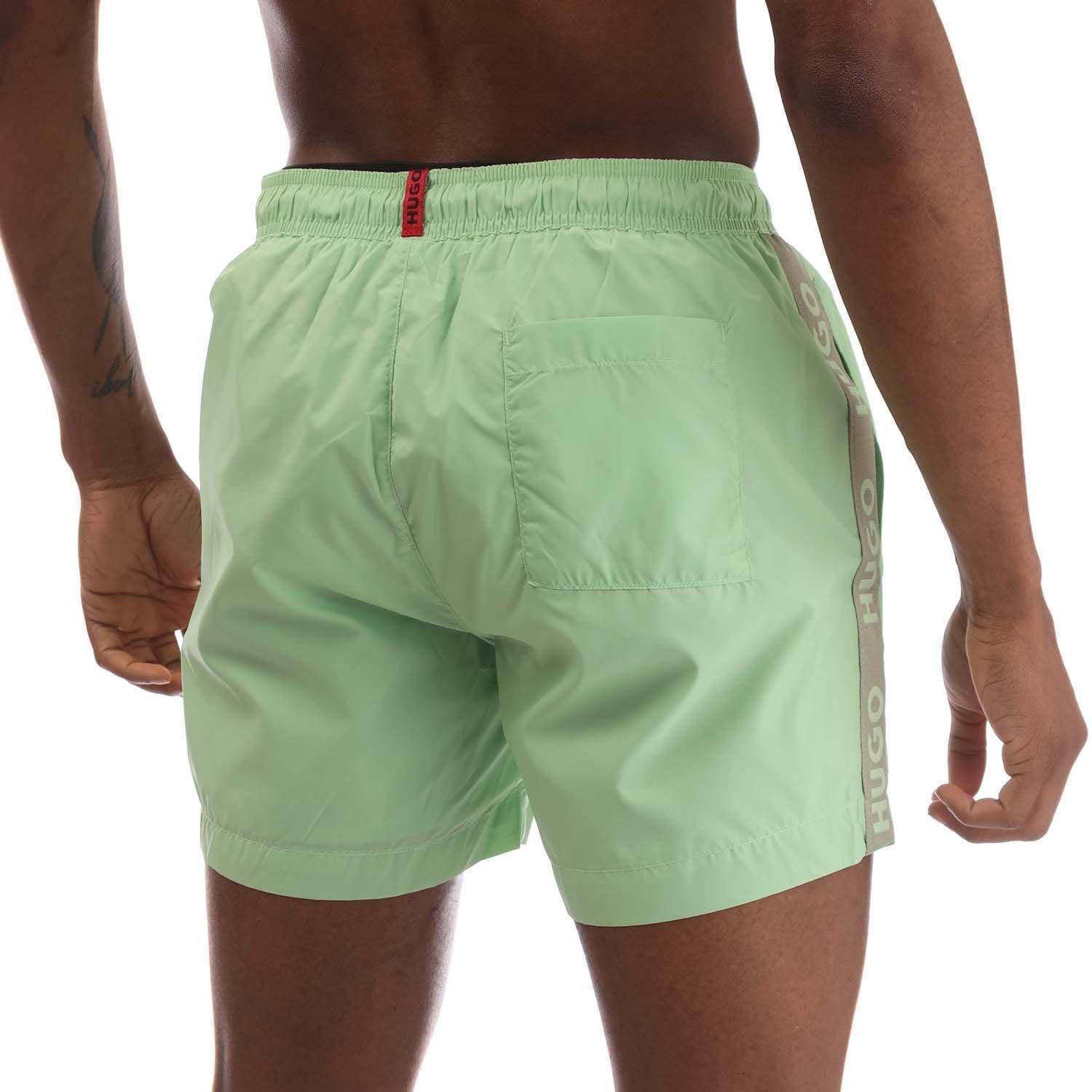 Green - Hugo - Fab Logo Tape Swim Shorts - 3