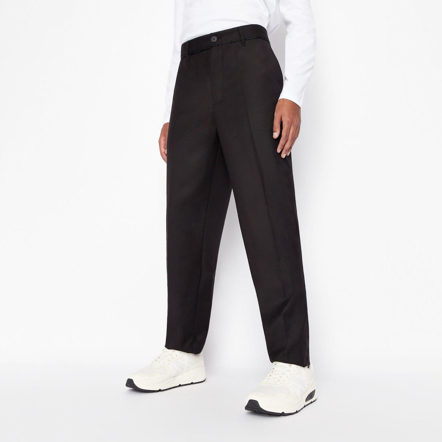 Armani Exchange Men's Pantaloni Straight Leg Trousers - Black - 40R