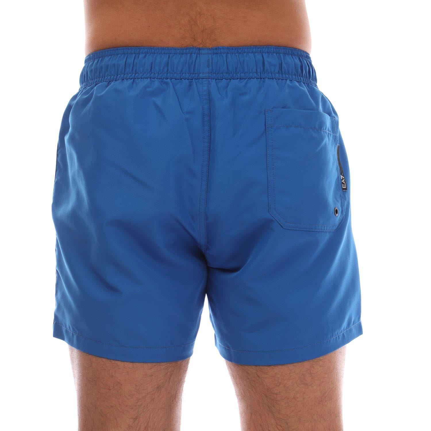 Blue - EA7 - Logo Tape Swim Shorts - 3