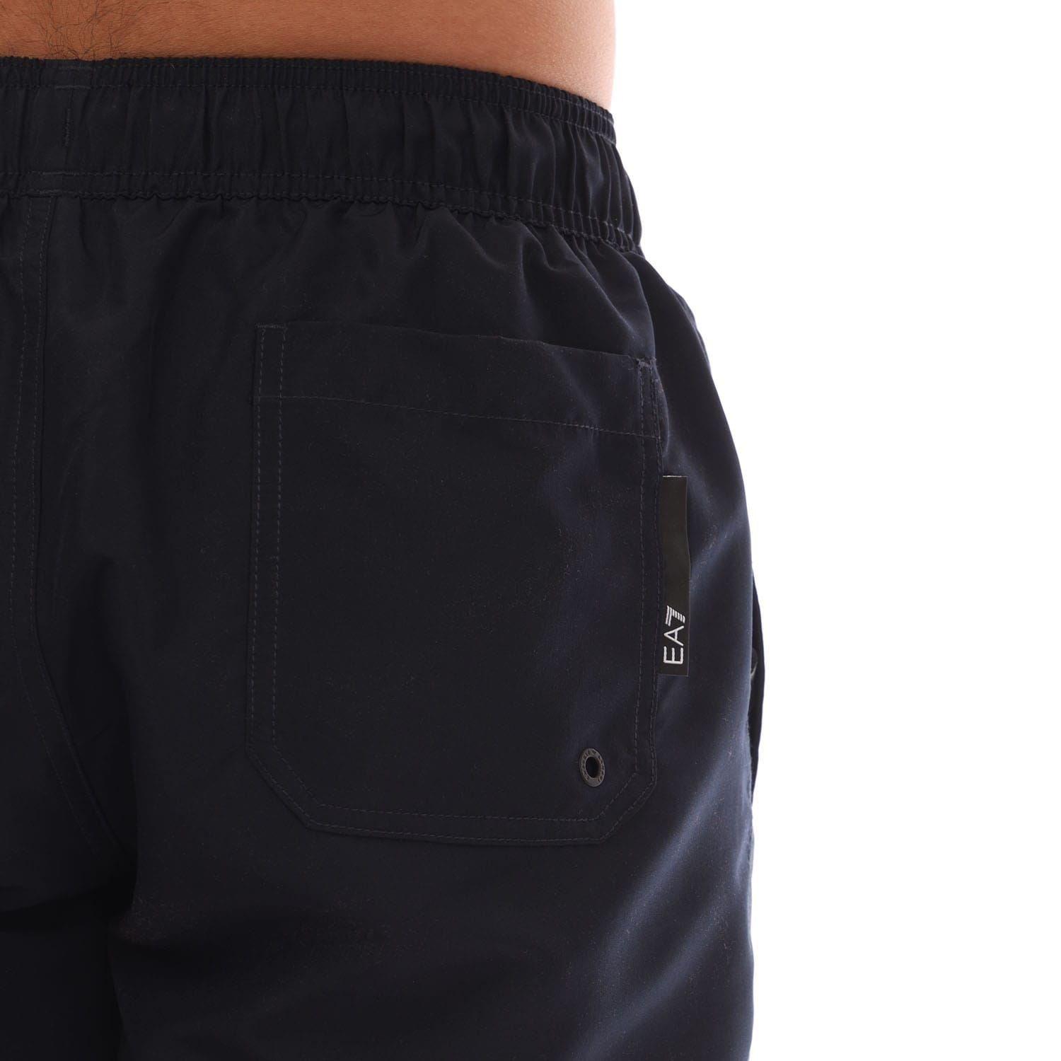 Navy - EA7 - Logo Tape Swim Shorts - 4