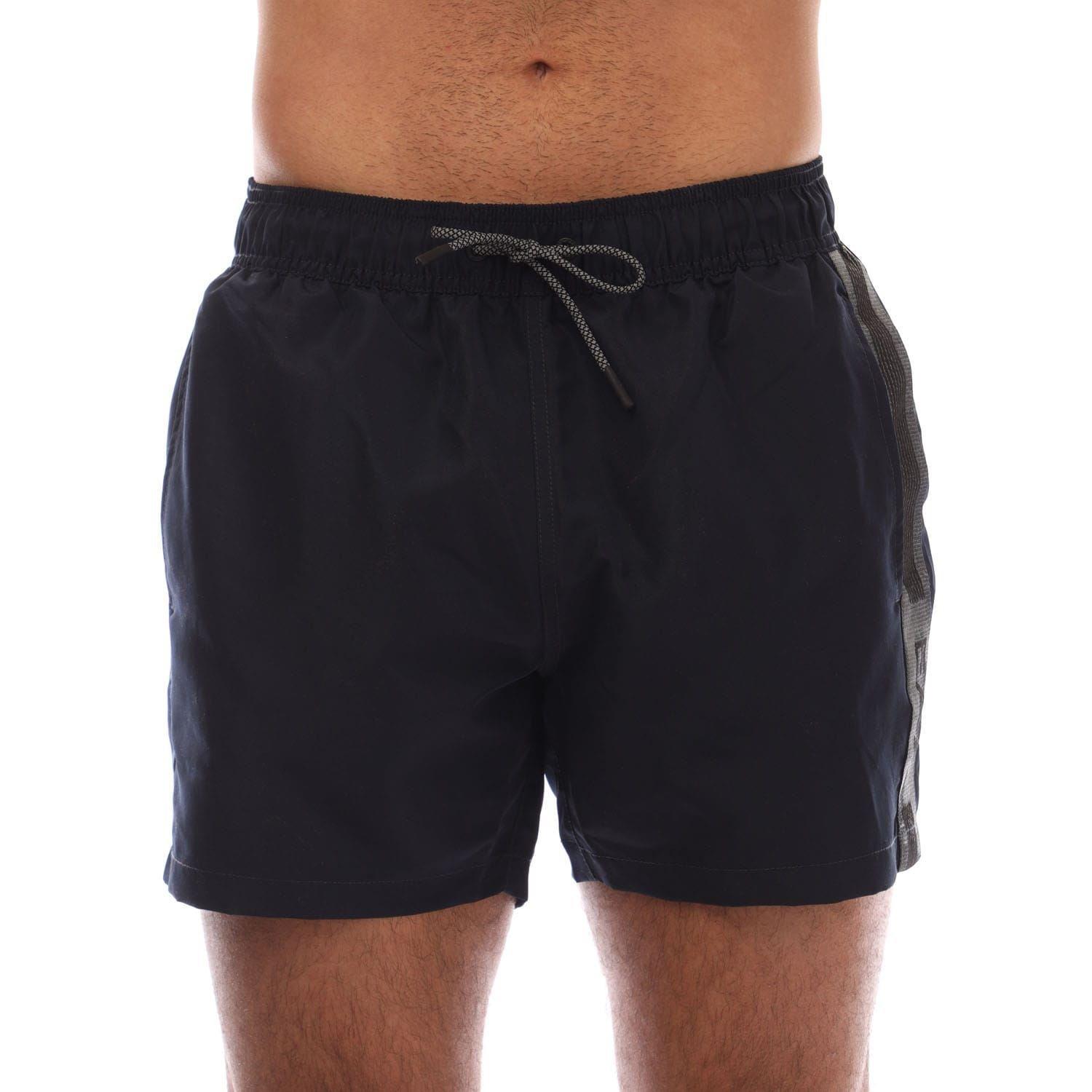 Navy - EA7 - Logo Tape Swim Shorts - 4