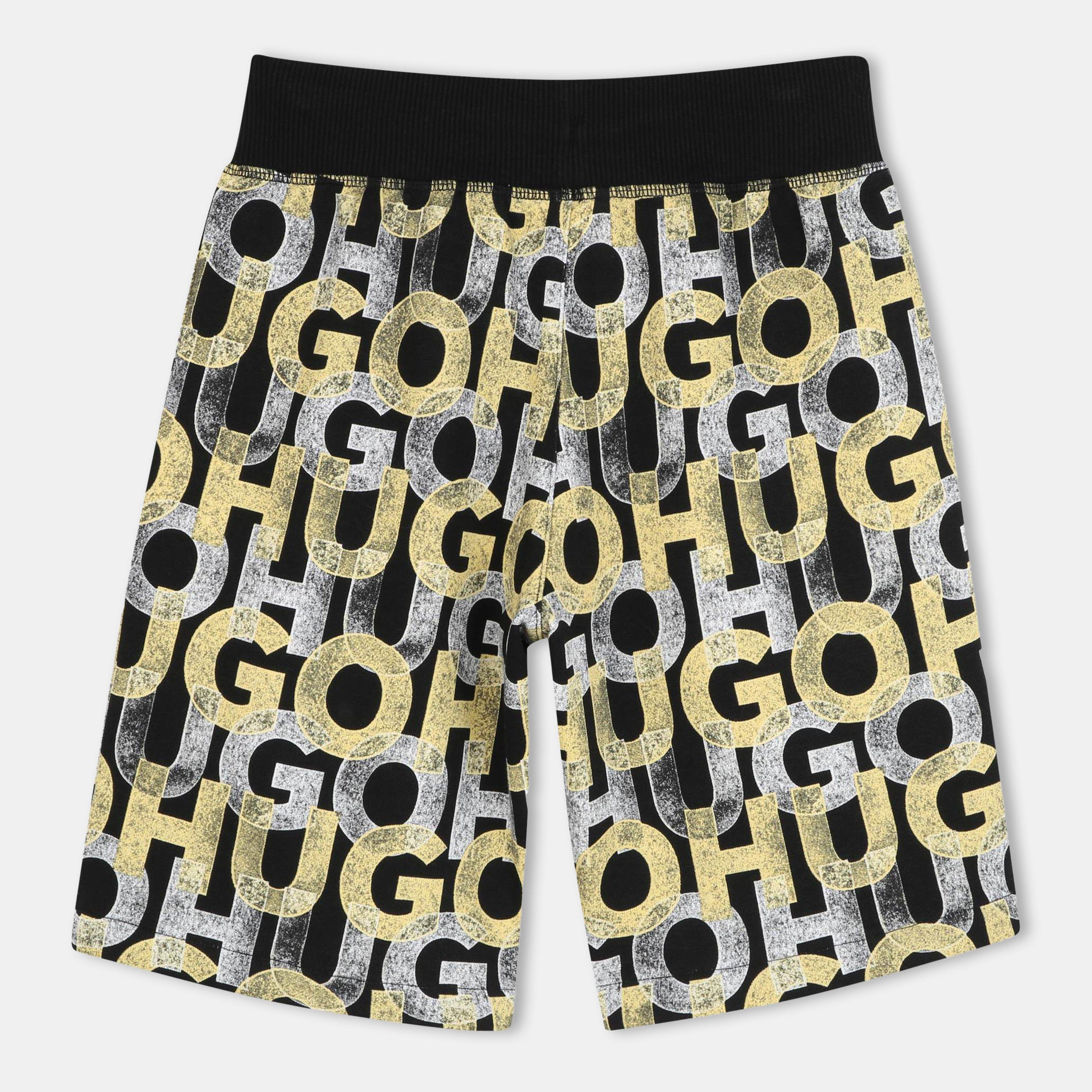 Zwart - Hugo - Kids' All Over Print Fleece Jogger Shorts - 2