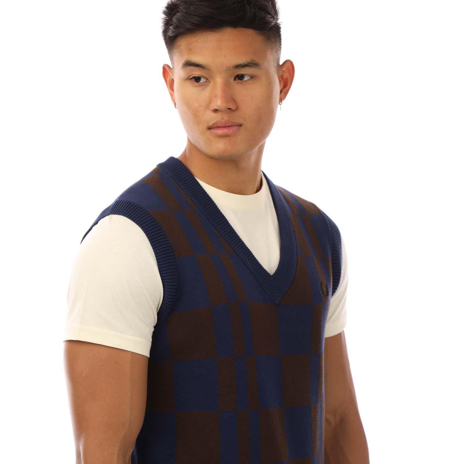Navy - Fred Perry - Chequerboard Tank Top - 2