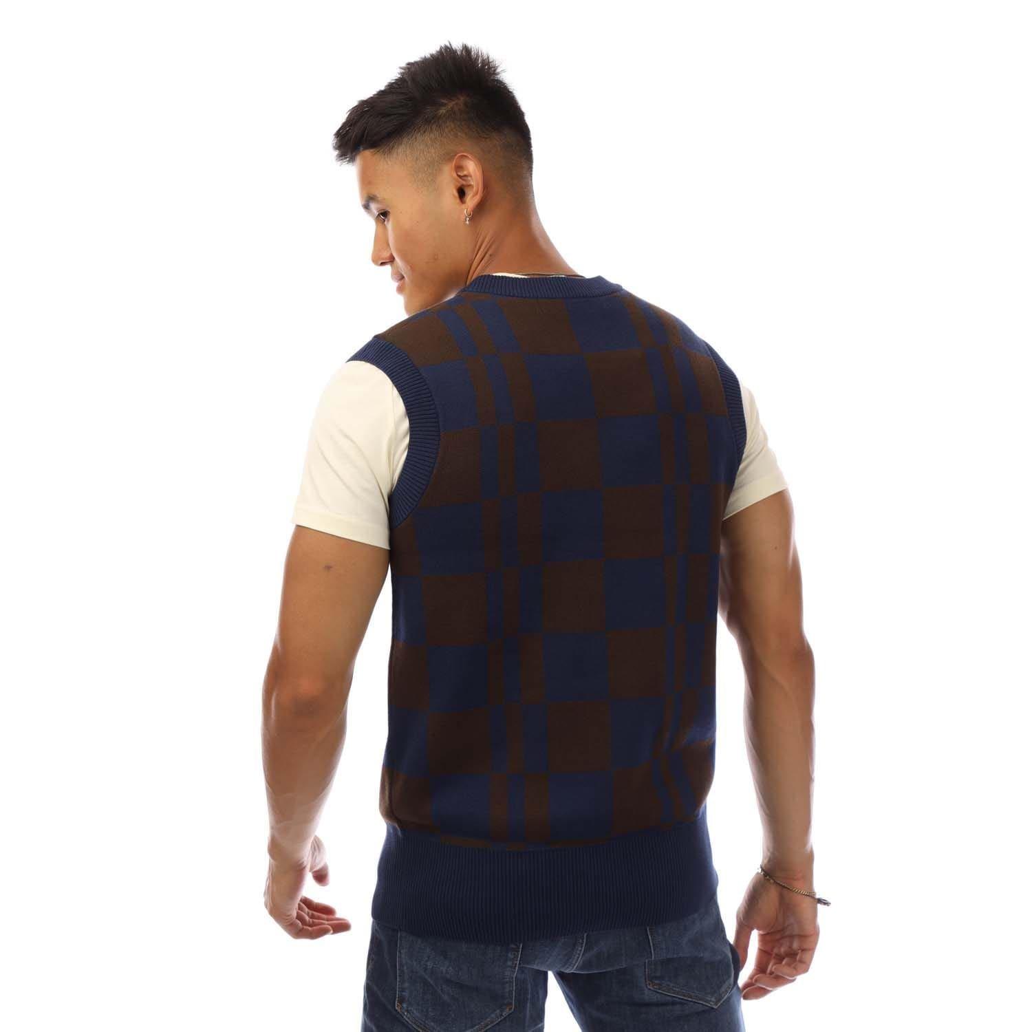 Navy - Fred Perry - Chequerboard Tank Top - 3