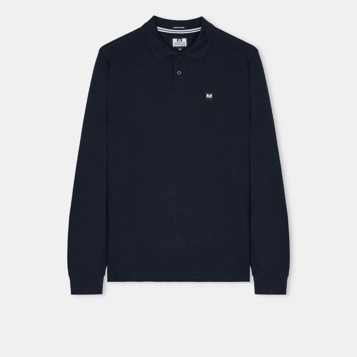 Navy - Weekend Offender - Dice Long Sleeve Polo Shirt - 1