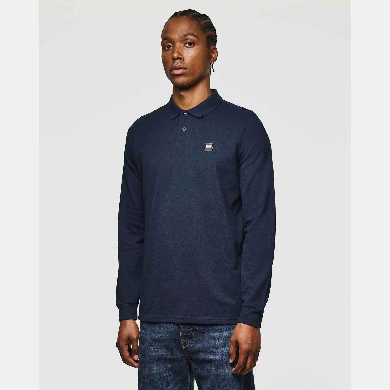 Navy - Weekend Offender - Dice Long Sleeve Polo Shirt - 2