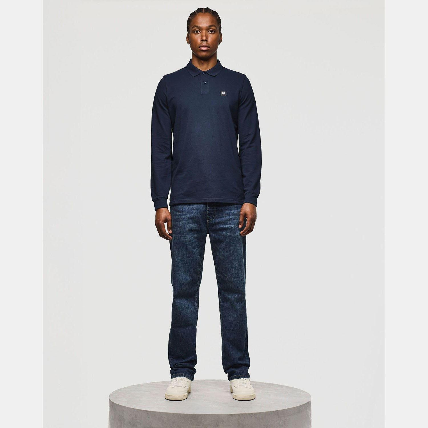 Navy - Weekend Offender - Dice Long Sleeve Polo Shirt - 4
