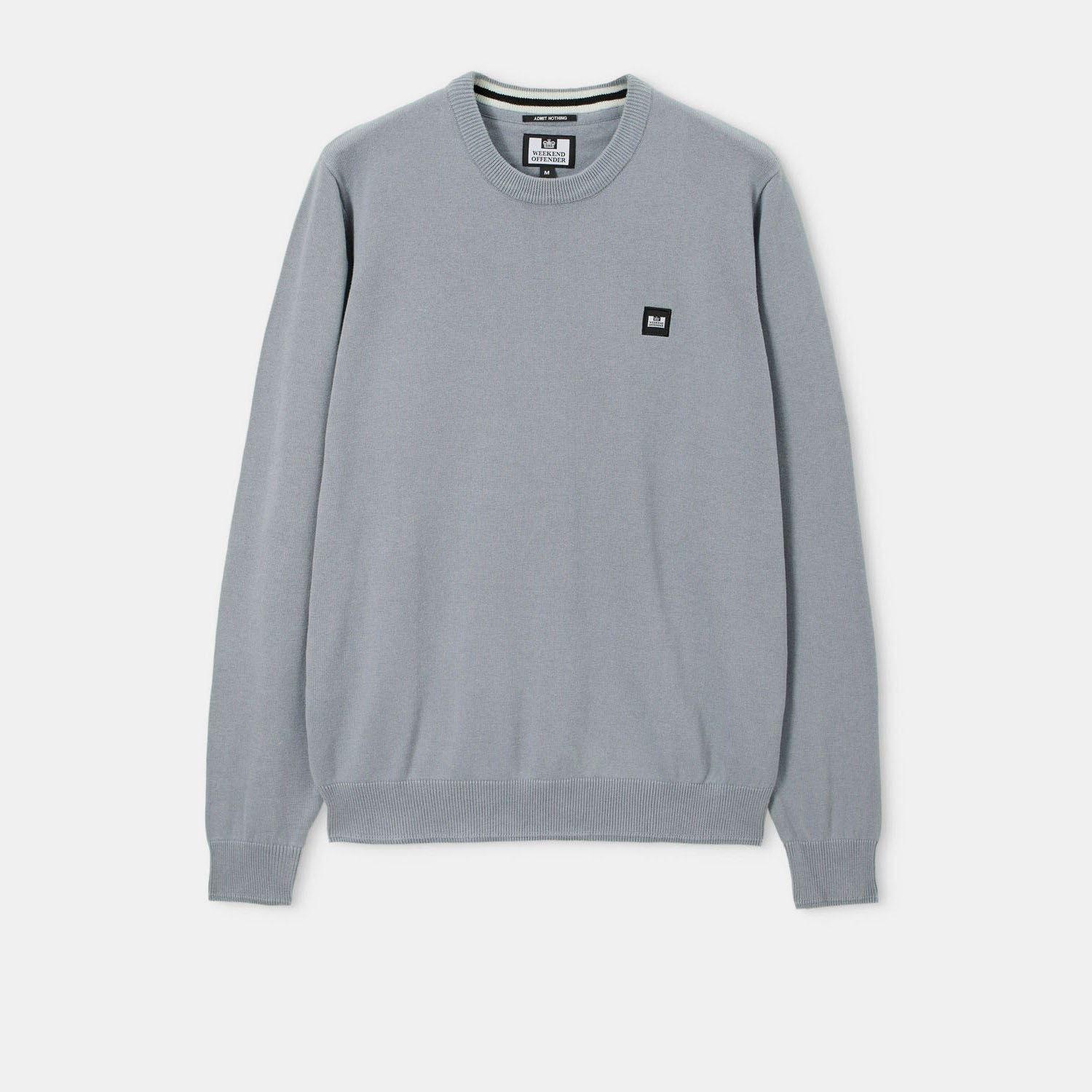 Grey - Weekend Offender - Solace Fine Gauge Crew Knit Sweater - 1