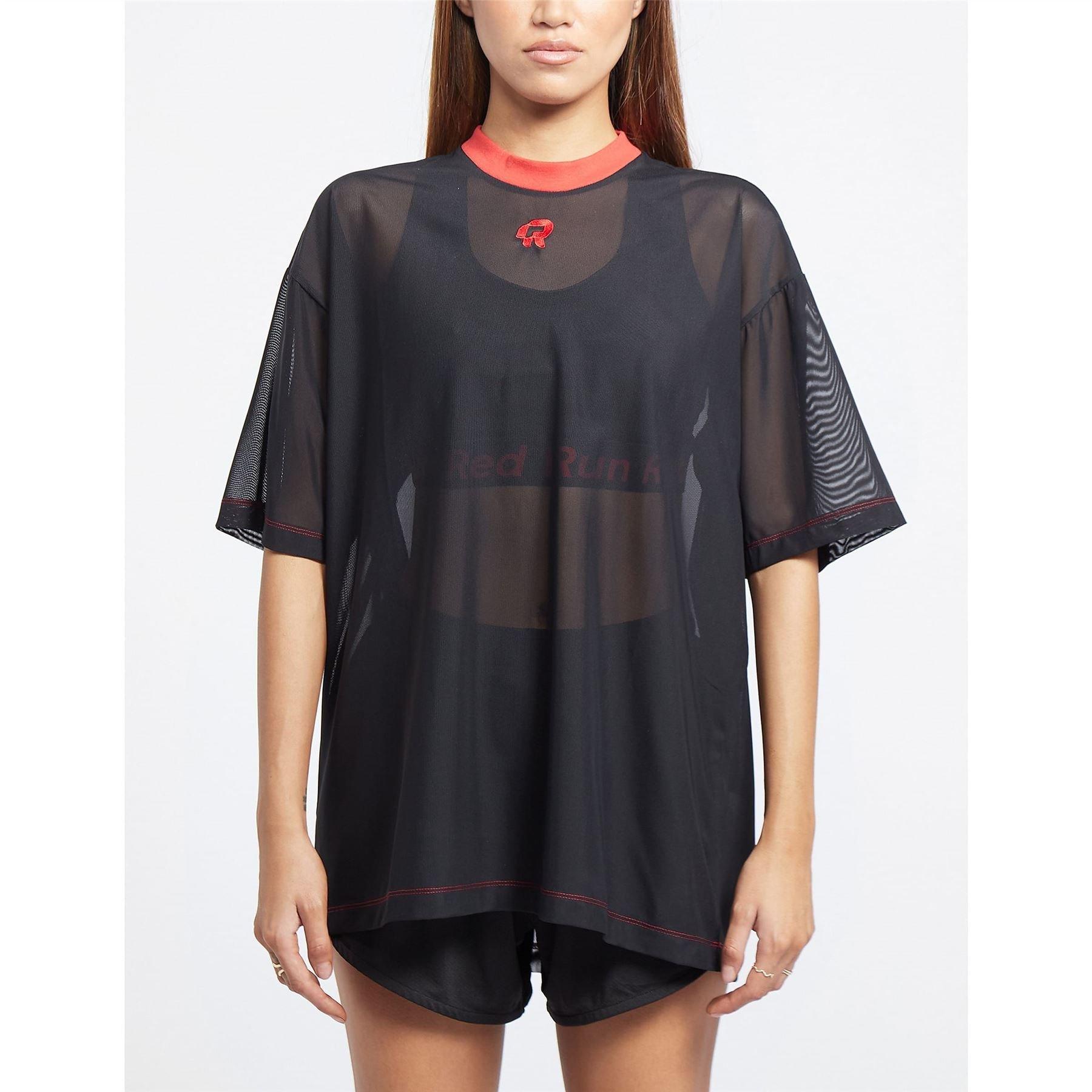 Black - Red Run - Inky Oversized Net T-Shirt - 1