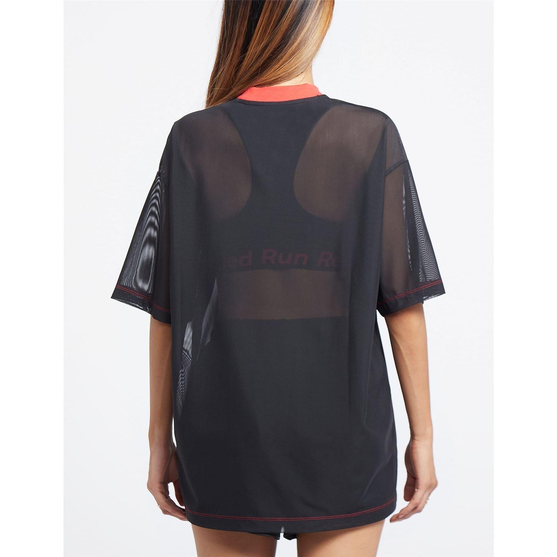 Black - Red Run - Inky Oversized Net T-Shirt - 3