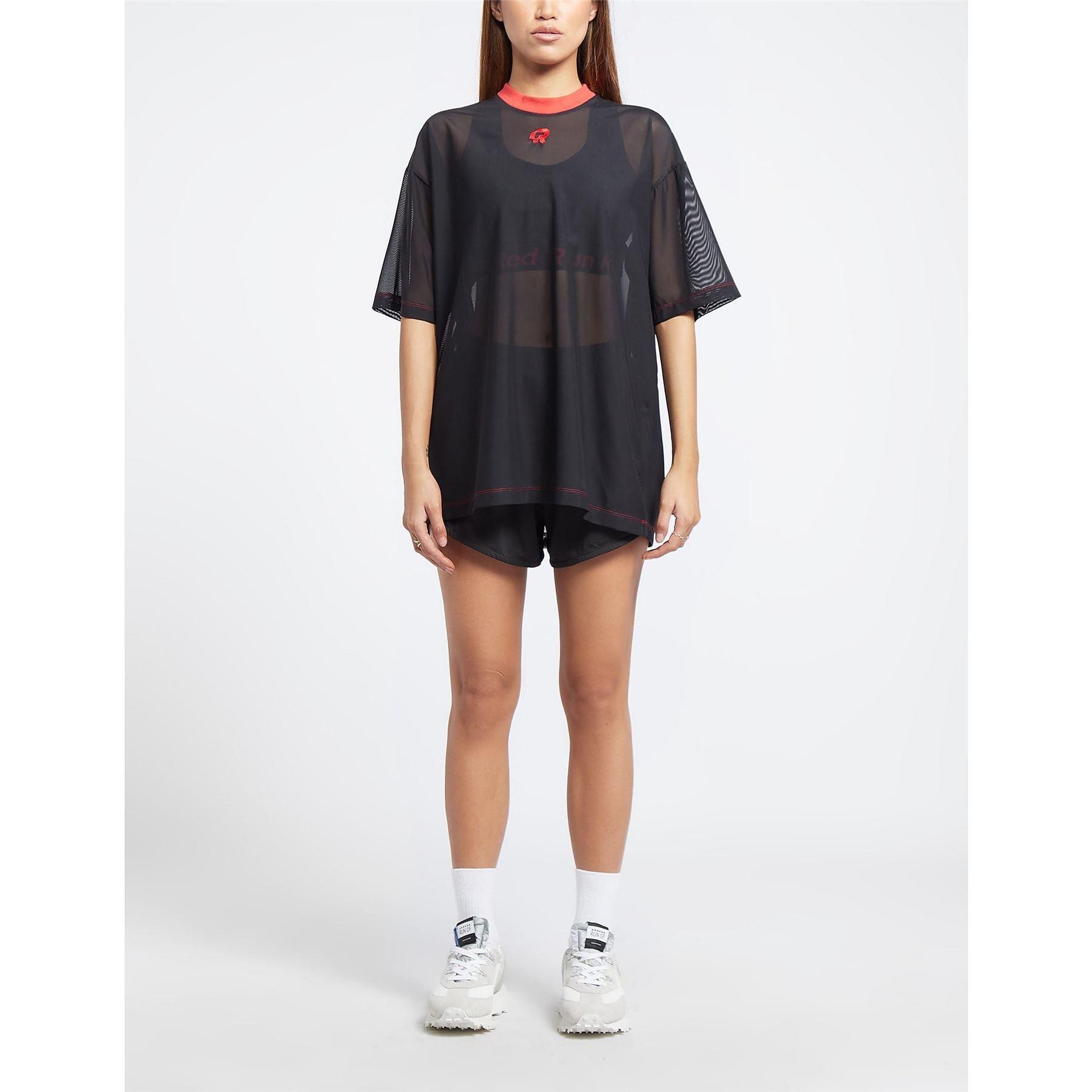 Black - Red Run - Inky Oversized Net T-Shirt - 4