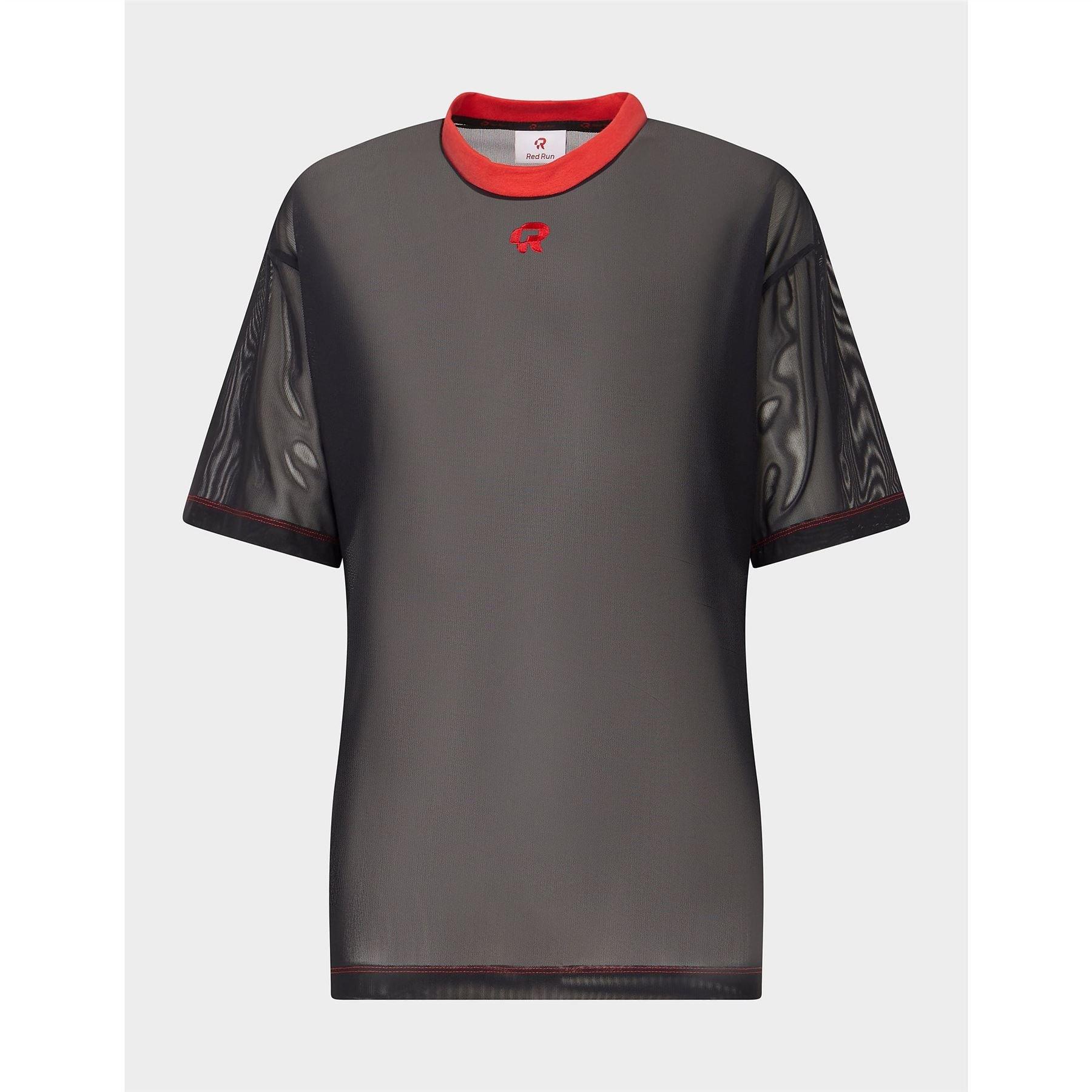 Black - Red Run - Inky Oversized Net T-Shirt - 5