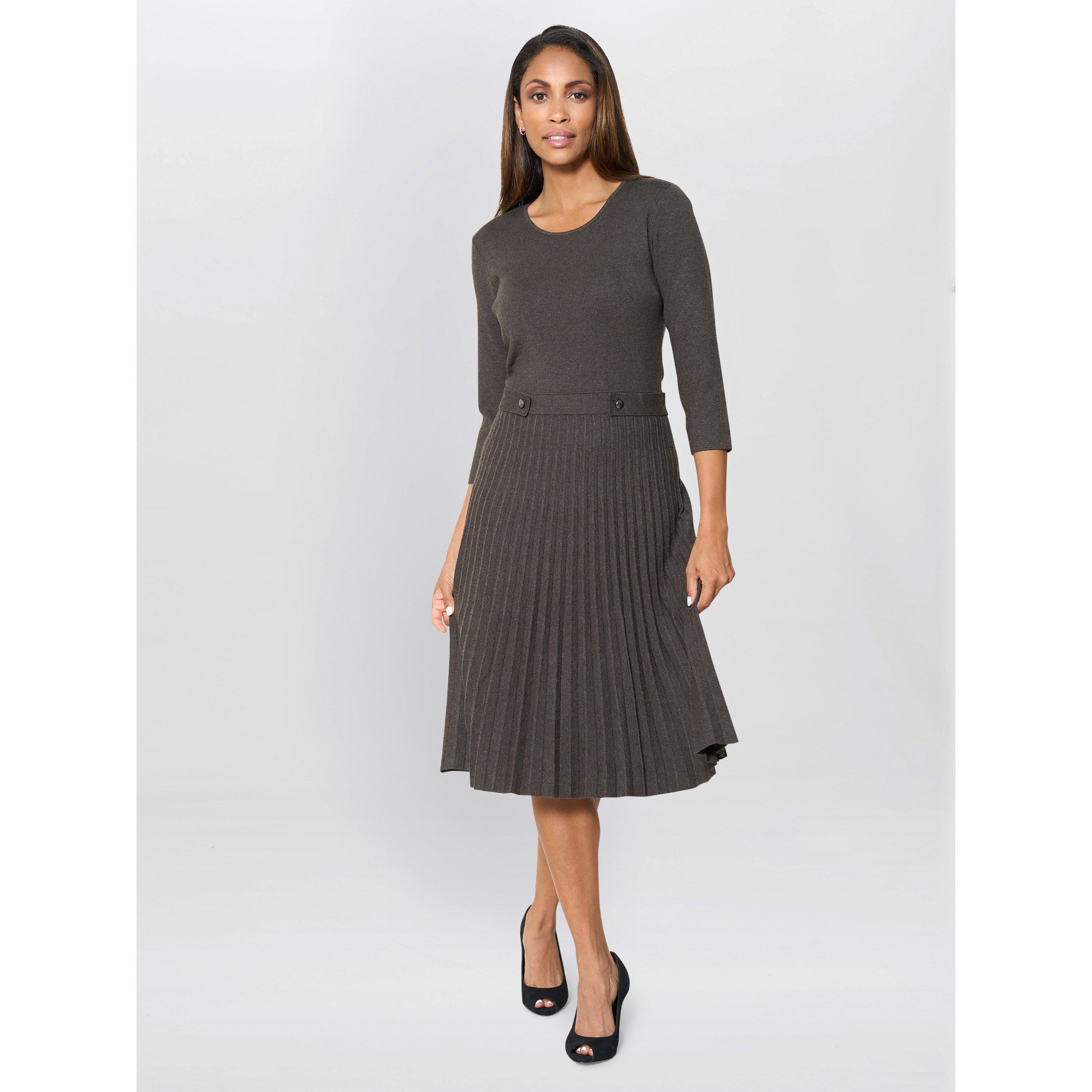 Charcoal - Gina Bacconi - Annabella Pleated Midi Dress - 2
