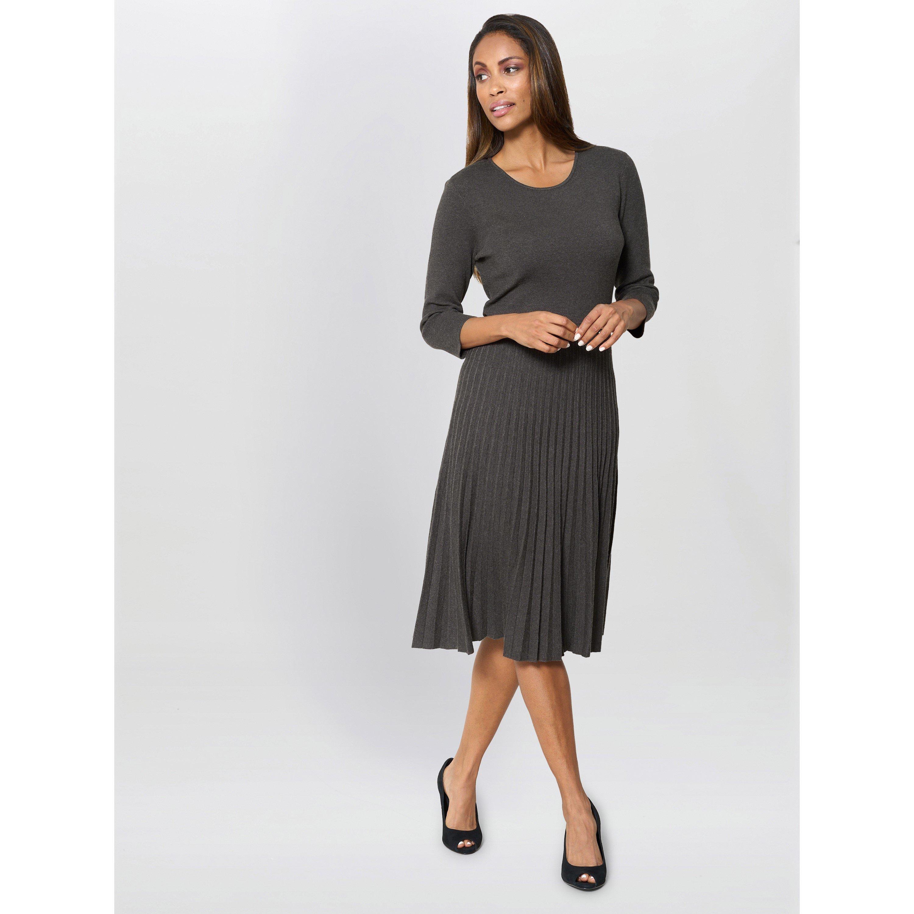 Charcoal - Gina Bacconi - Annabella Pleated Midi Dress - 4