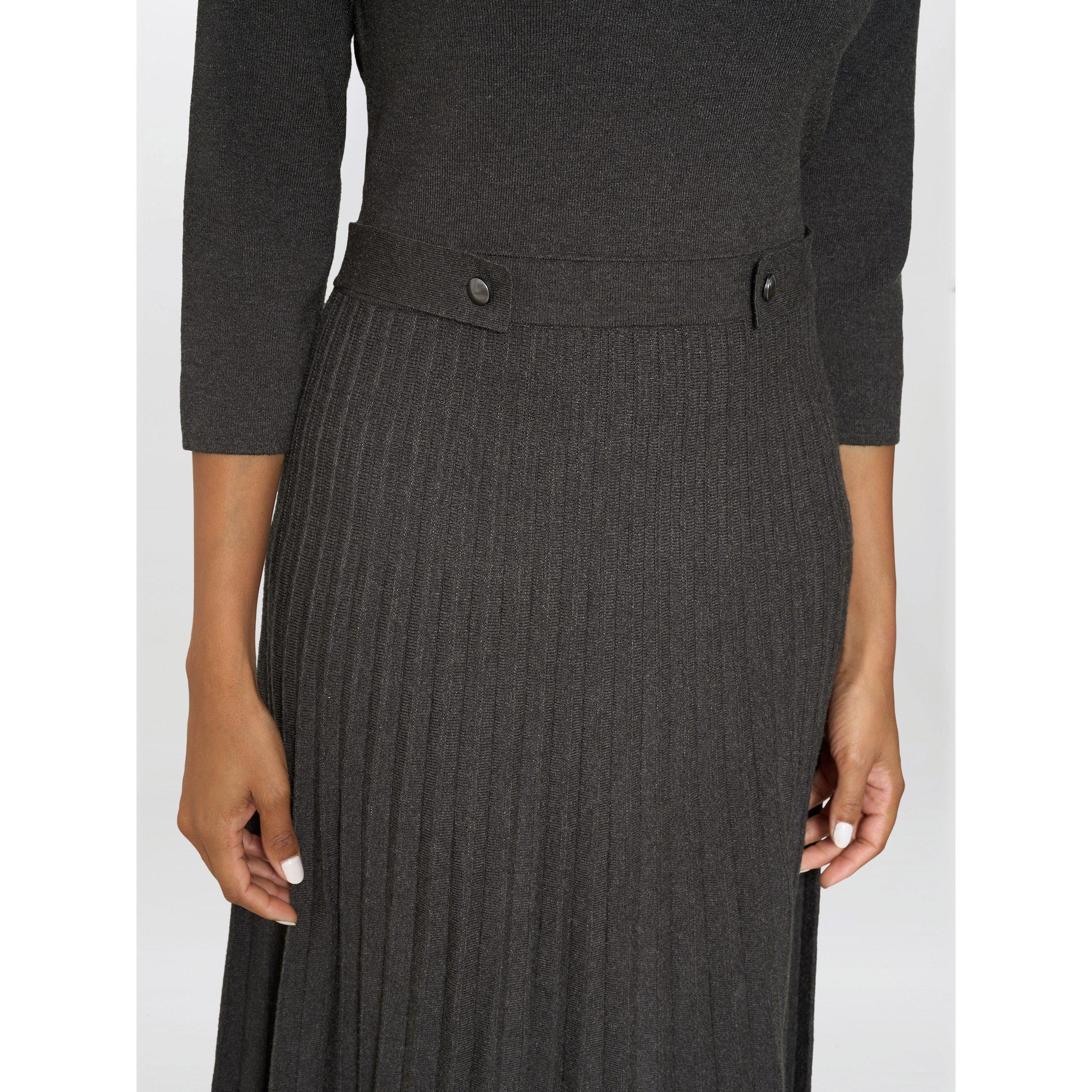 Charcoal - Gina Bacconi - Annabella Pleated Midi Dress - 5