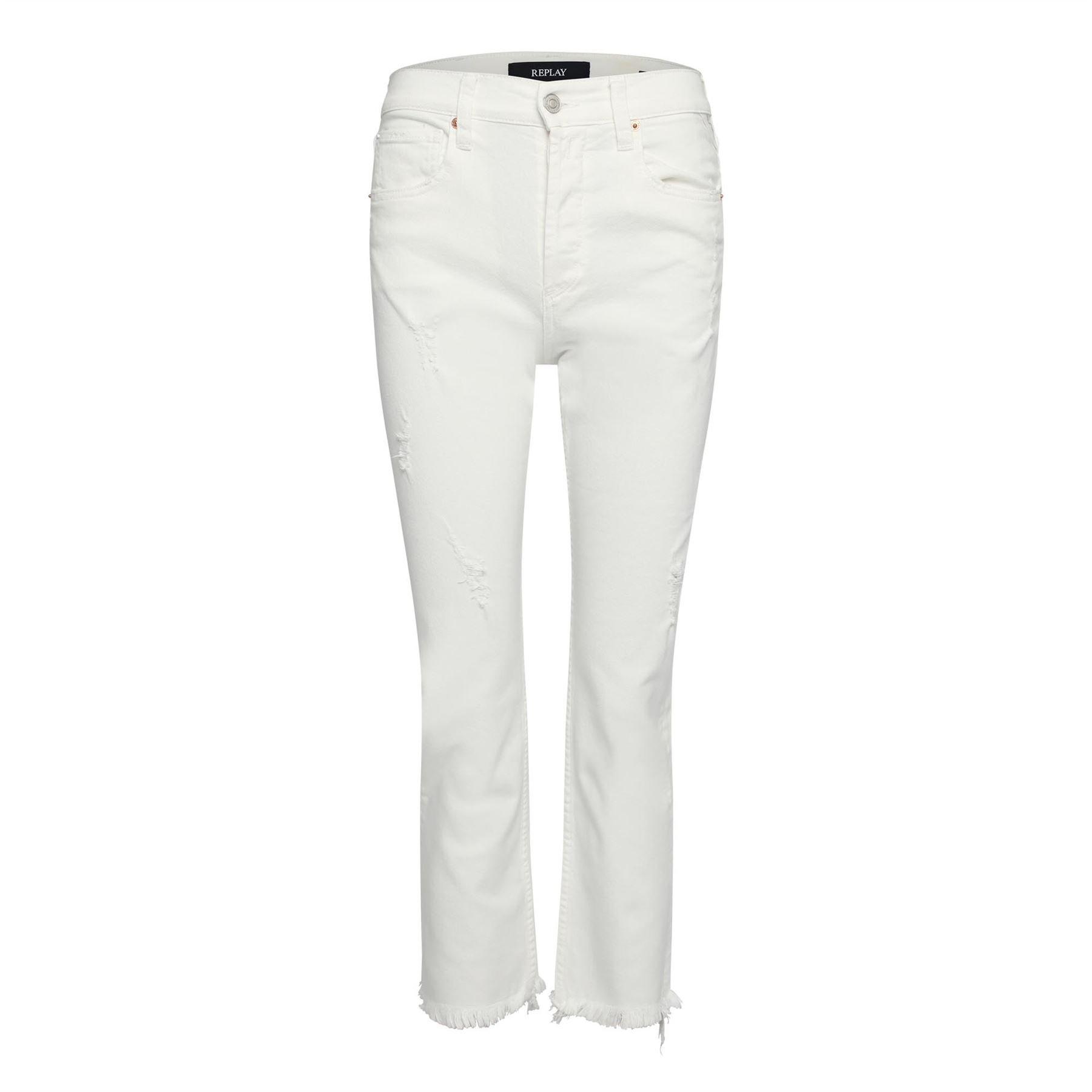 Replay Women's White Maijke Straight-Fit Cropped Jeans - 26 inch