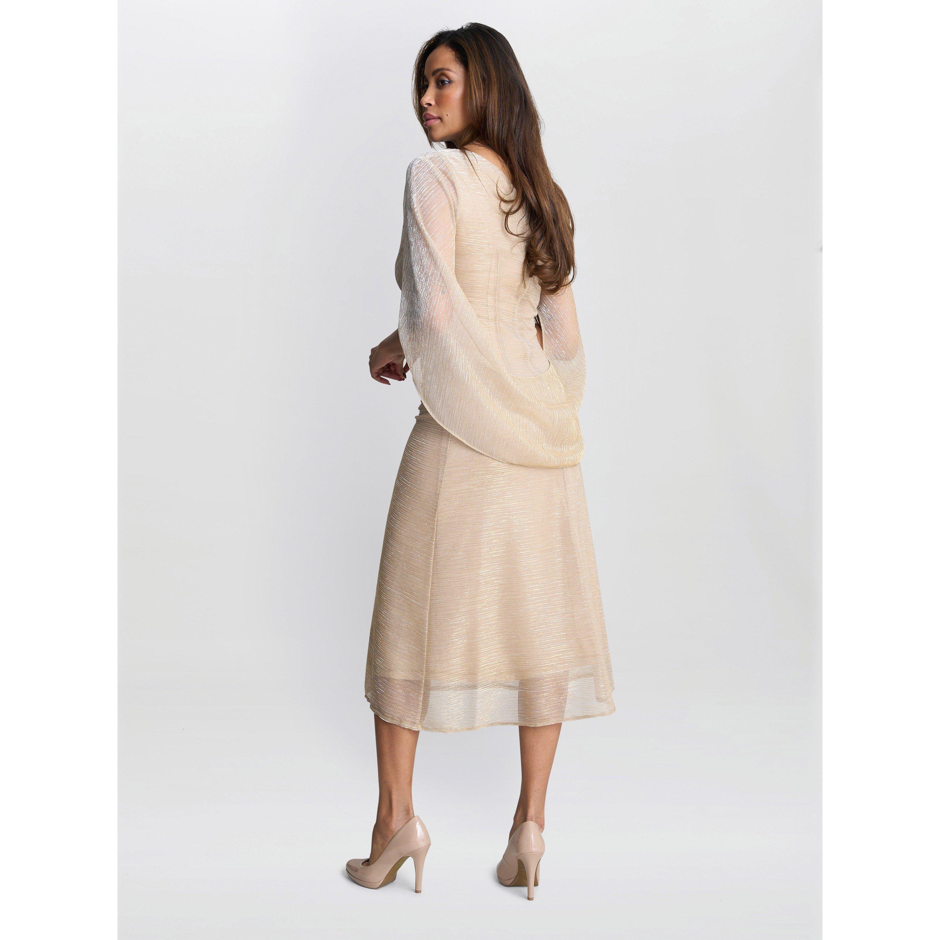 Gold / Silver - Gina Bacconi - CIARA Metallic Knit Dress - 3
