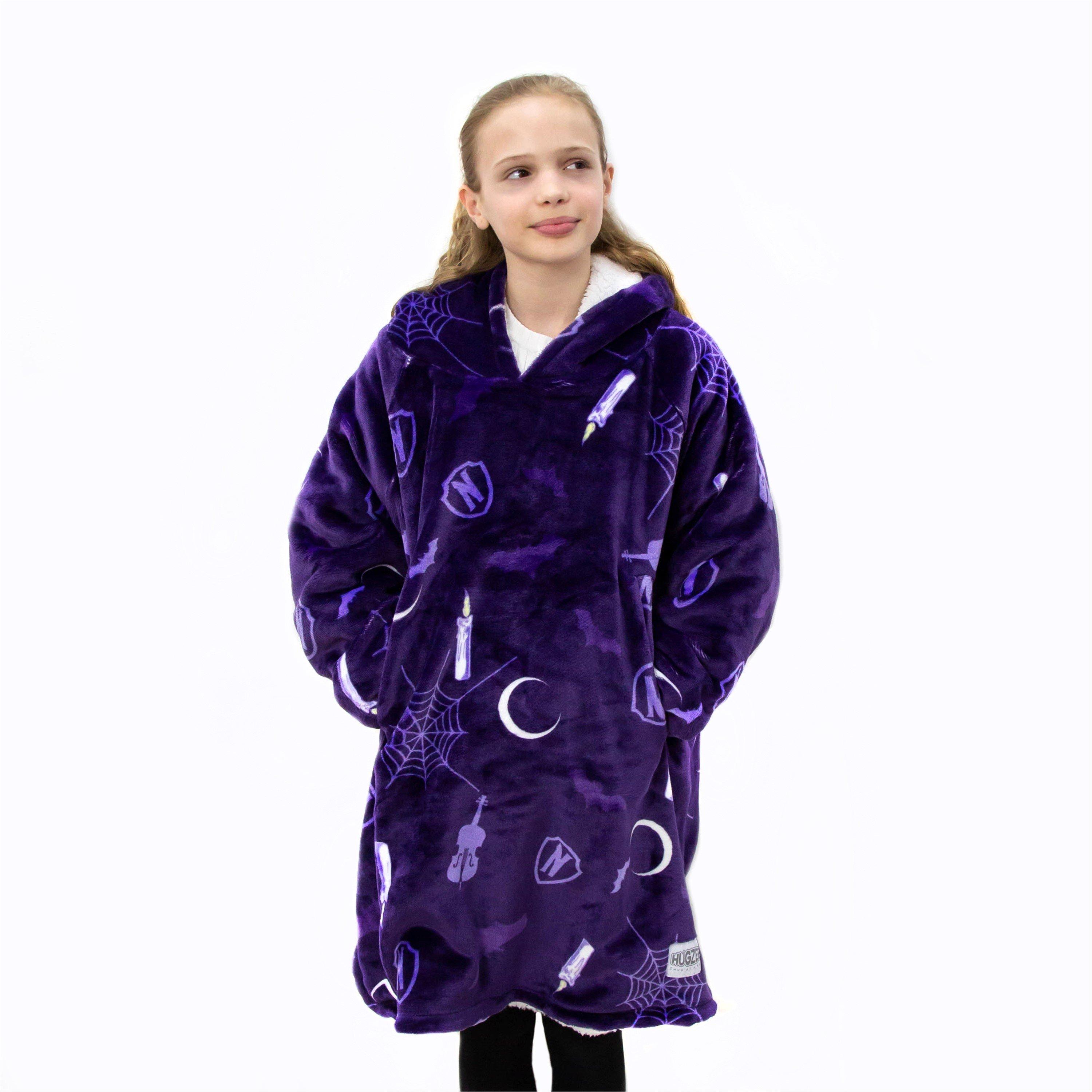Onsdag - Character - Unisex Kids' Hooded Fluffy Dressing Gown - 3
