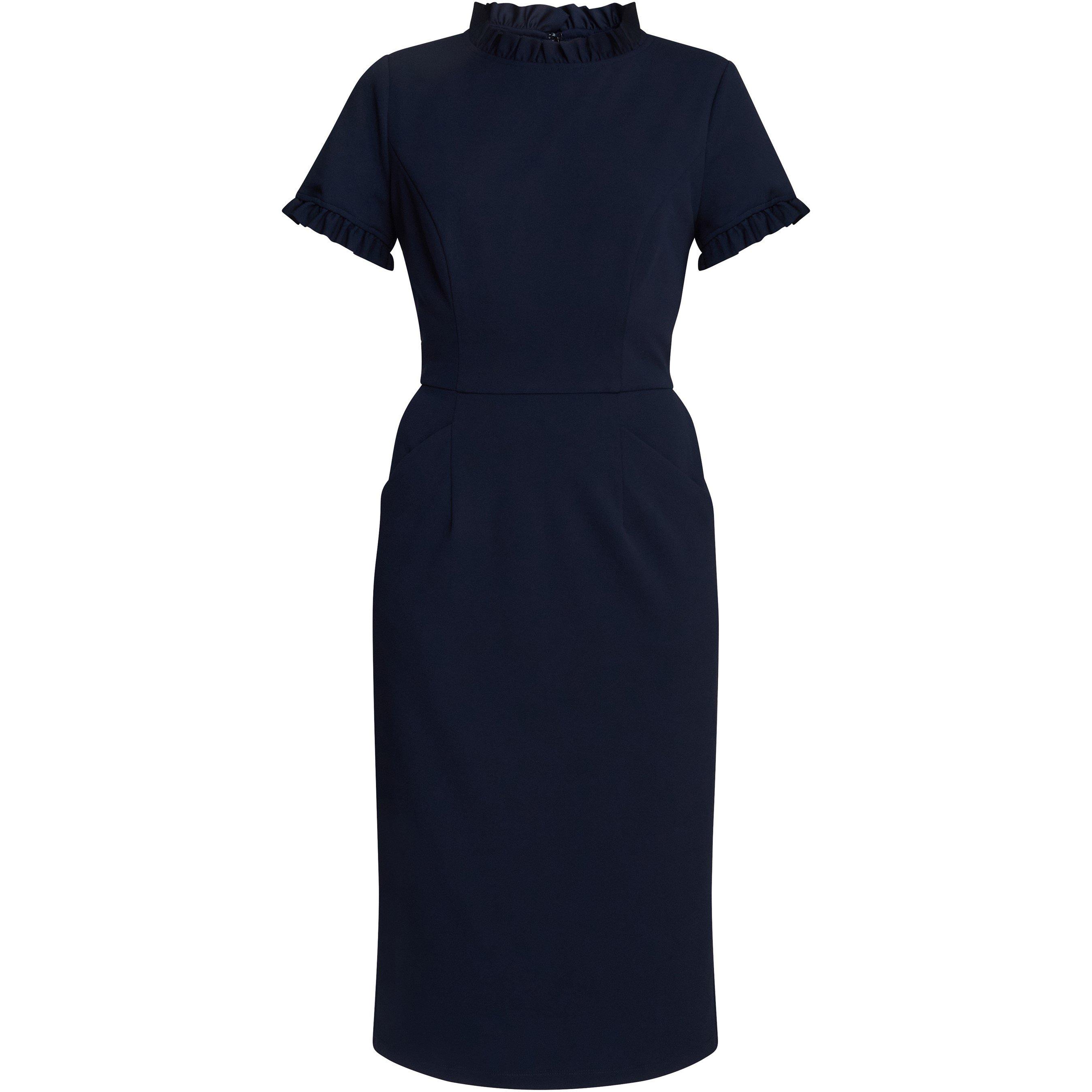 Navy - Gina Bacconi - Anita Structured Sheath Dress - 1