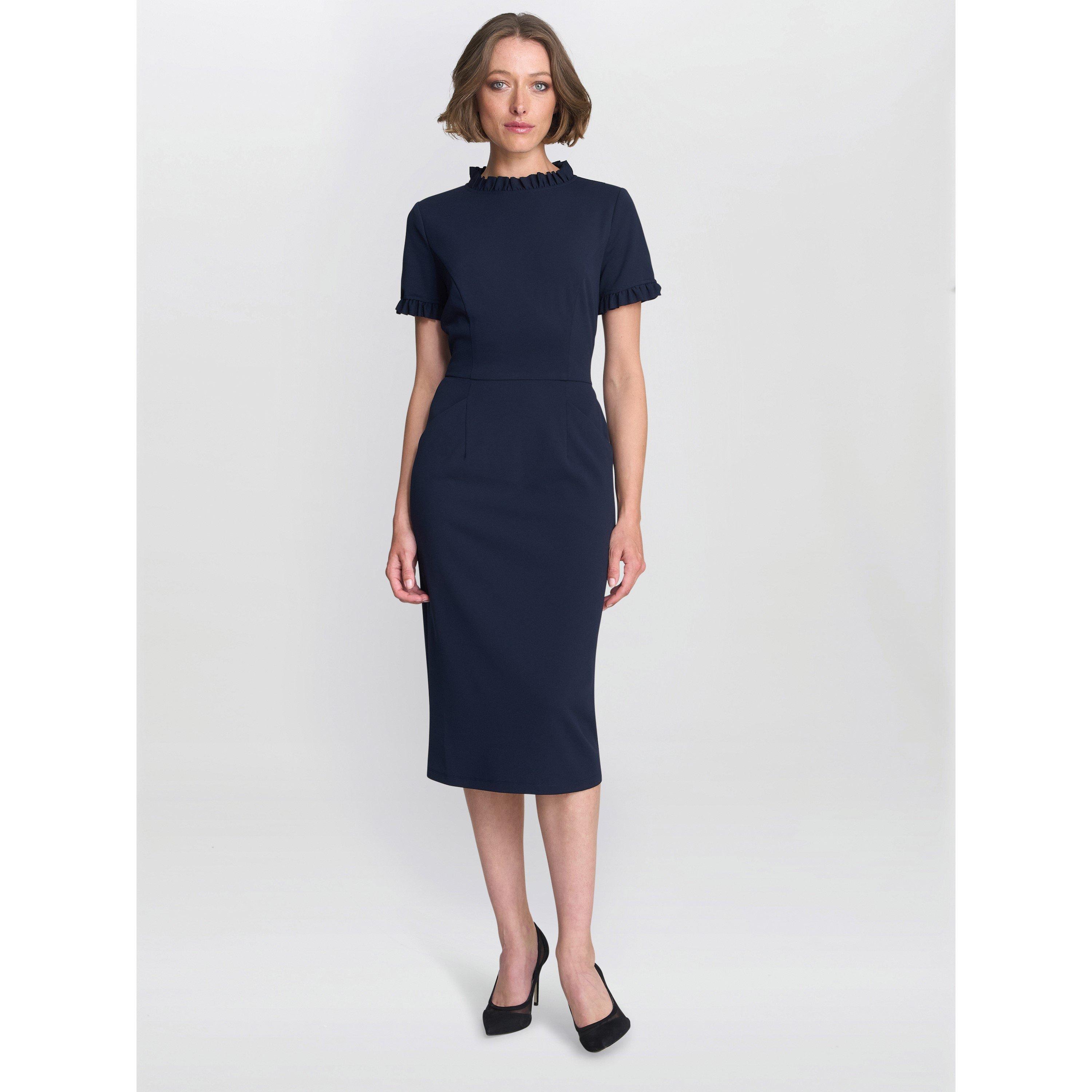 Navy - Gina Bacconi - Anita Structured Sheath Dress - 2