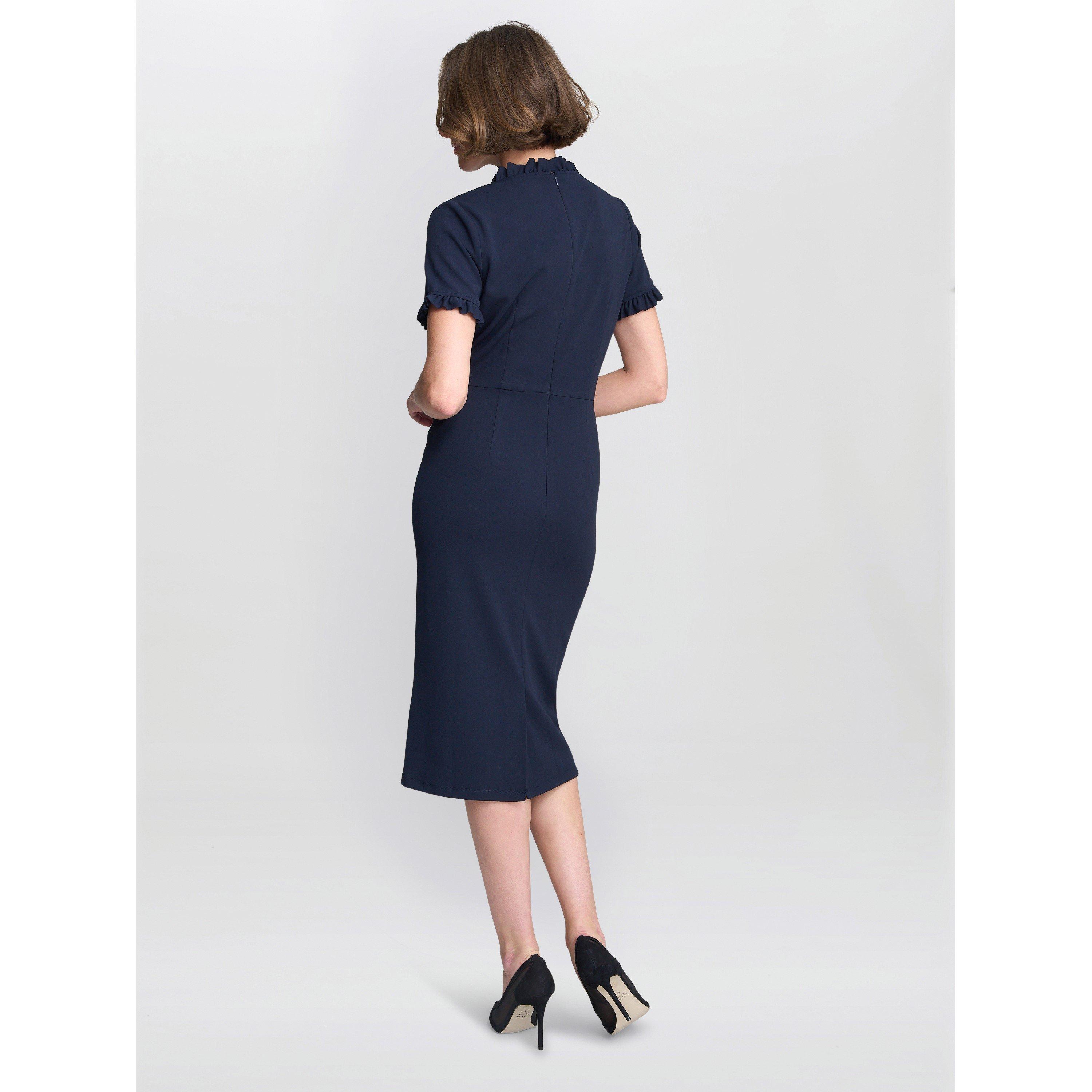 Navy - Gina Bacconi - Anita Structured Sheath Dress - 3