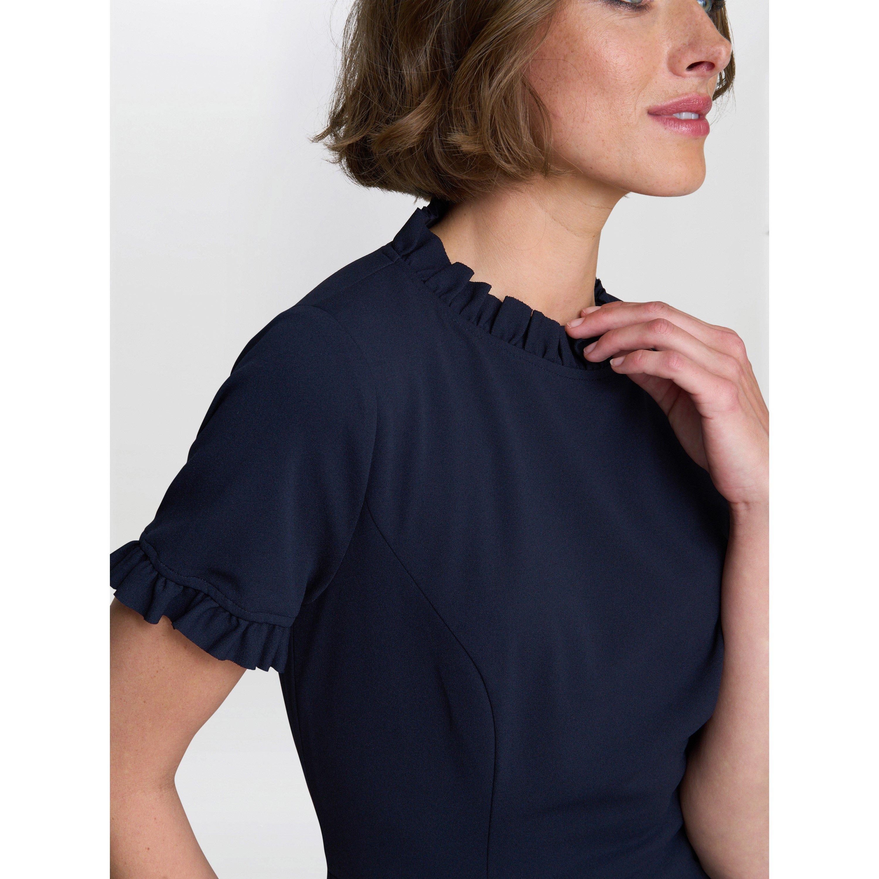 Navy - Gina Bacconi - Anita Structured Sheath Dress - 5