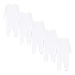 Hello World Baby Unisex Pack of 5 Long Sleeve White Sleepsuits