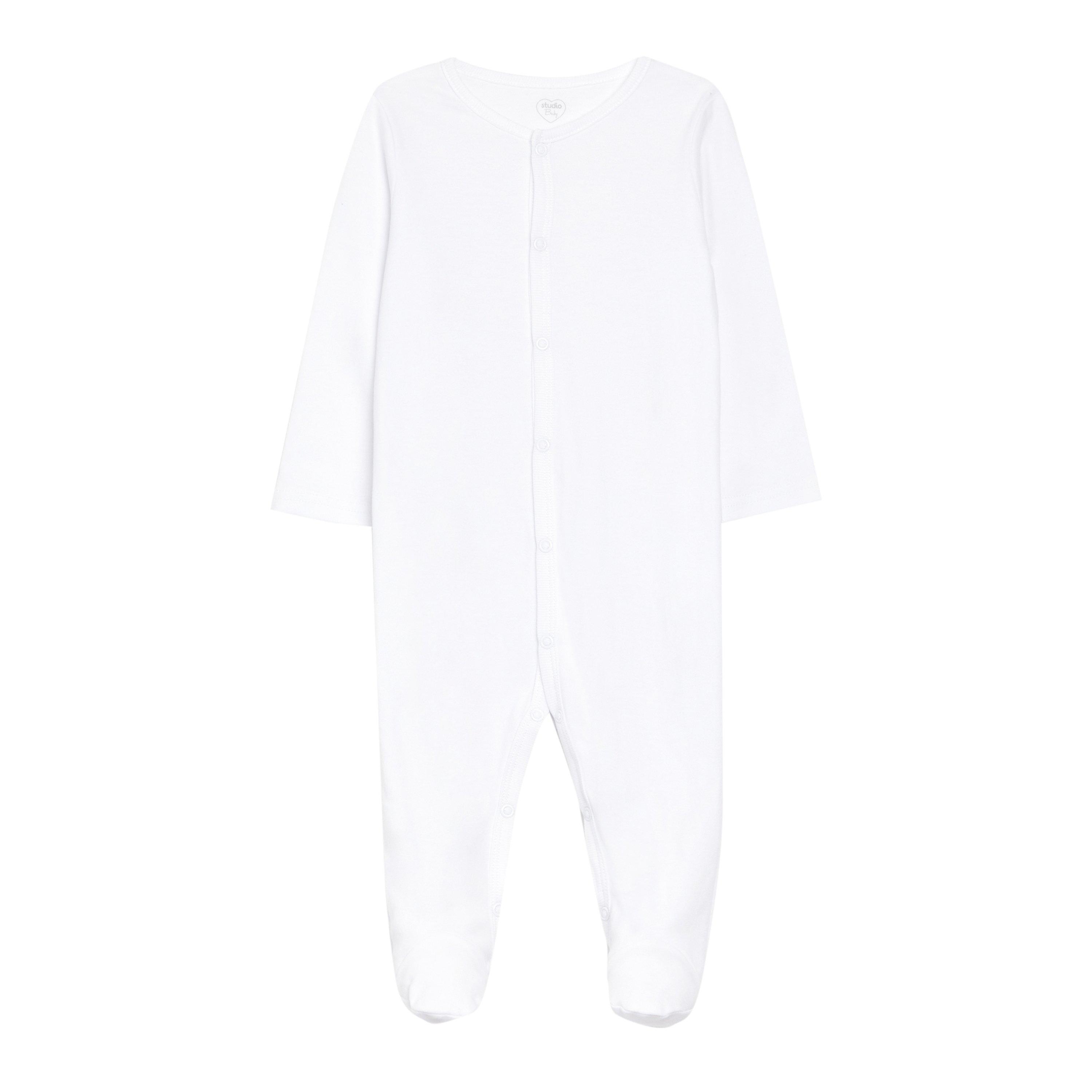 Wit - Hello World - Unisex Pack of 5 Long Sleeve White Sleepsuits - 2