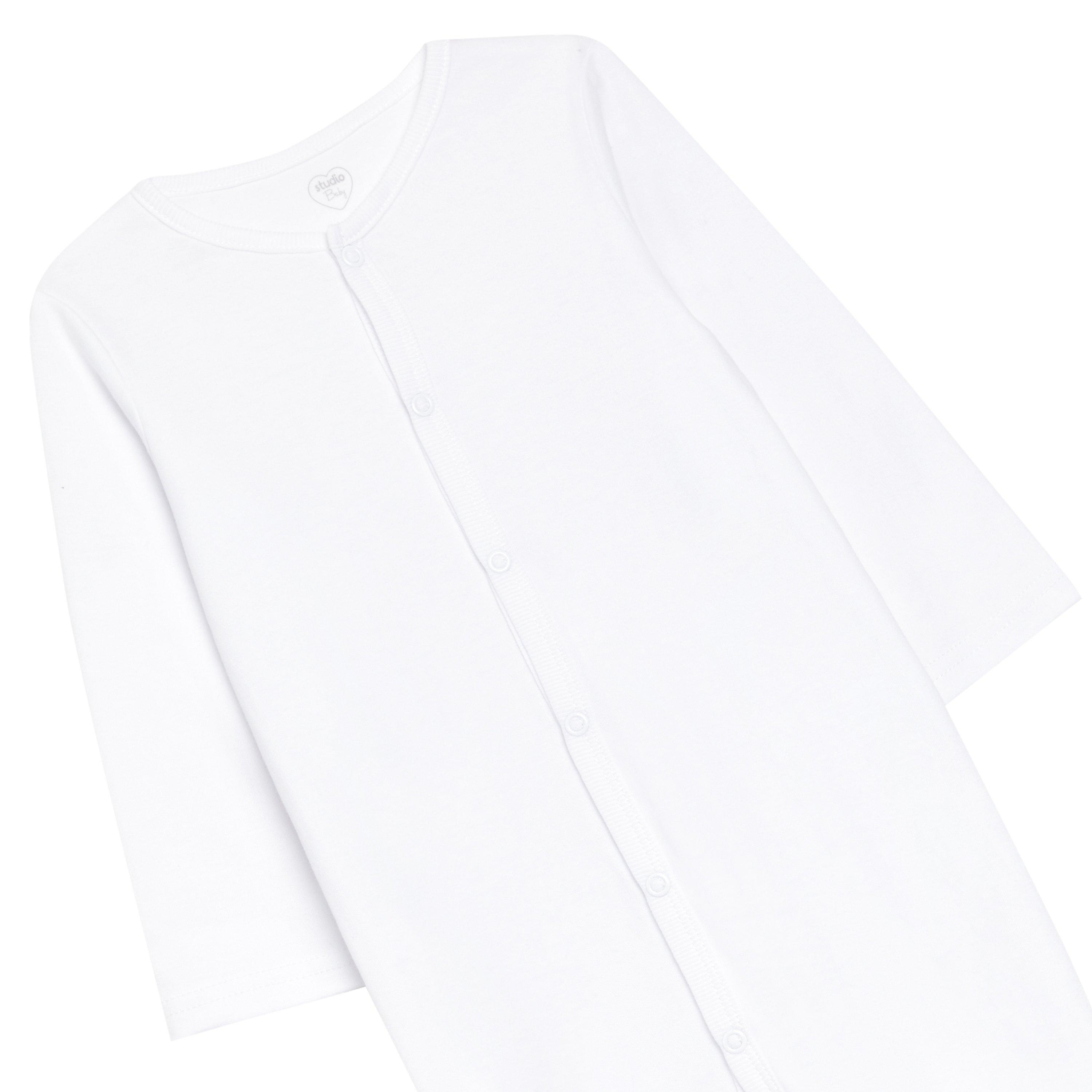 Wit - Hello World - Unisex Pack of 5 Long Sleeve White Sleepsuits - 3