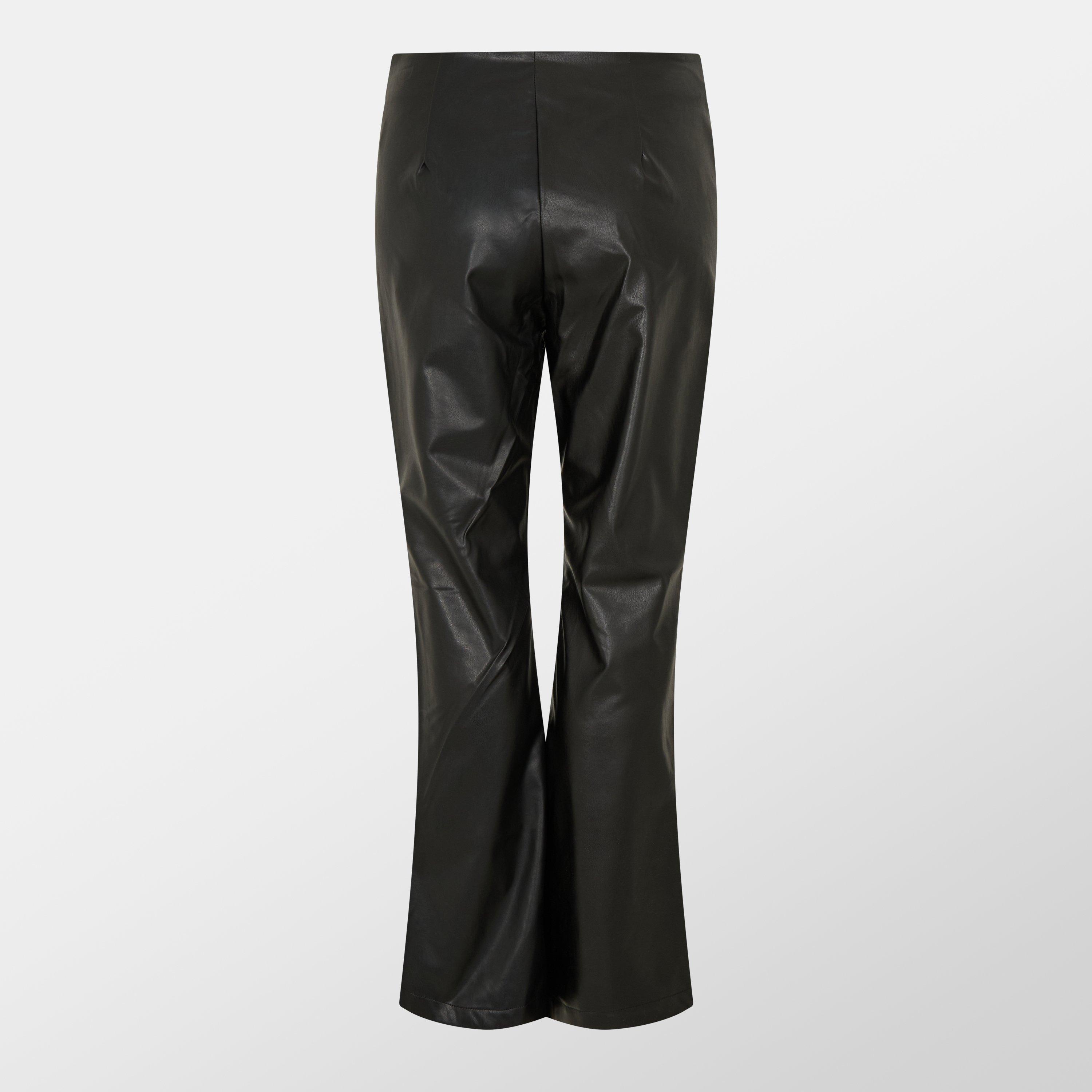 Black - Missy Empire - Fold Over Faux Leather Flare Trousers Womens - 2