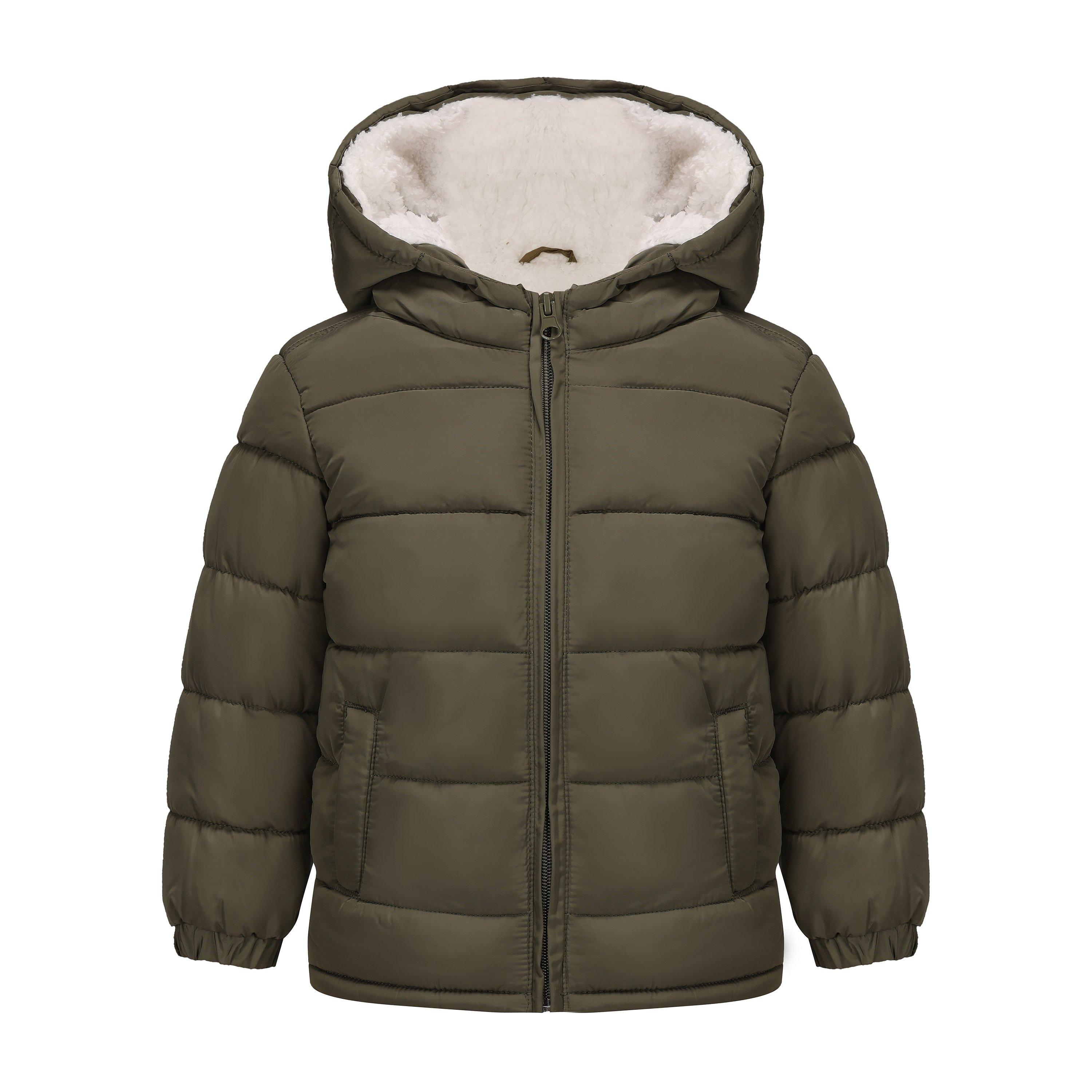 Firetrap Kids' Quilted Windproof Sherpa Jacket - Khaki