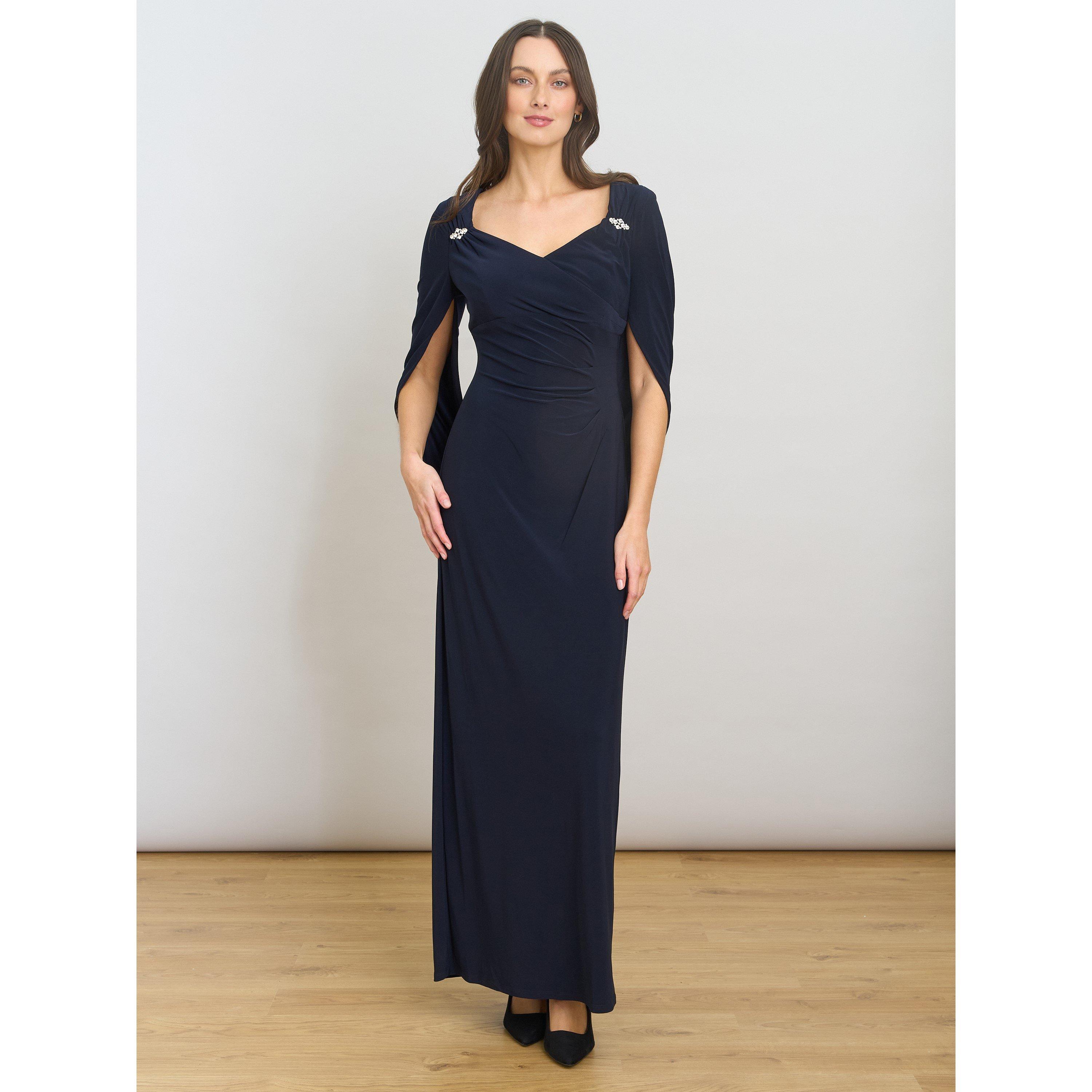 Navy - Gina Bacconi - Jenna Draped Back Shoulder Maxi Dress - 2