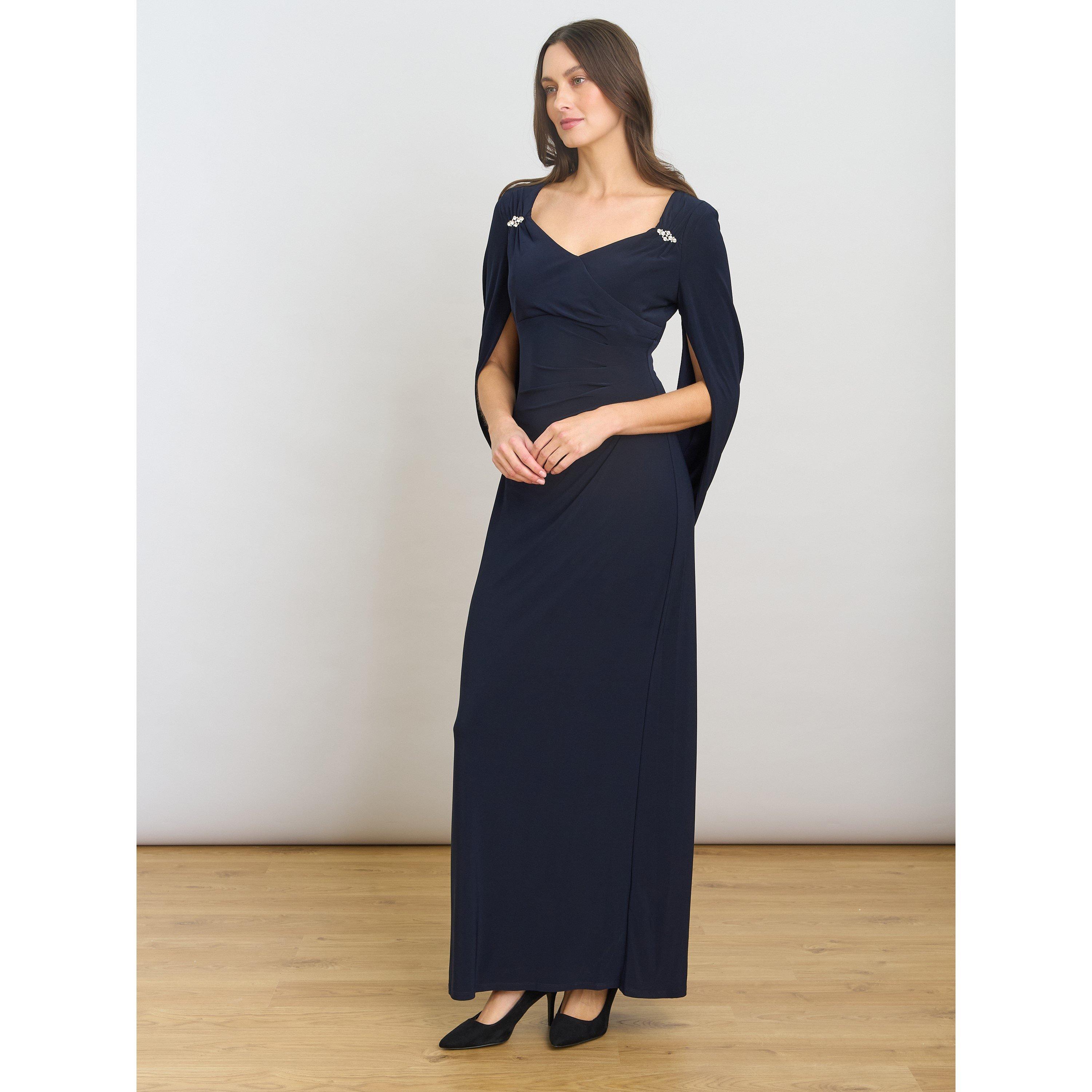 Navy - Gina Bacconi - Jenna Draped Back Shoulder Maxi Dress - 4