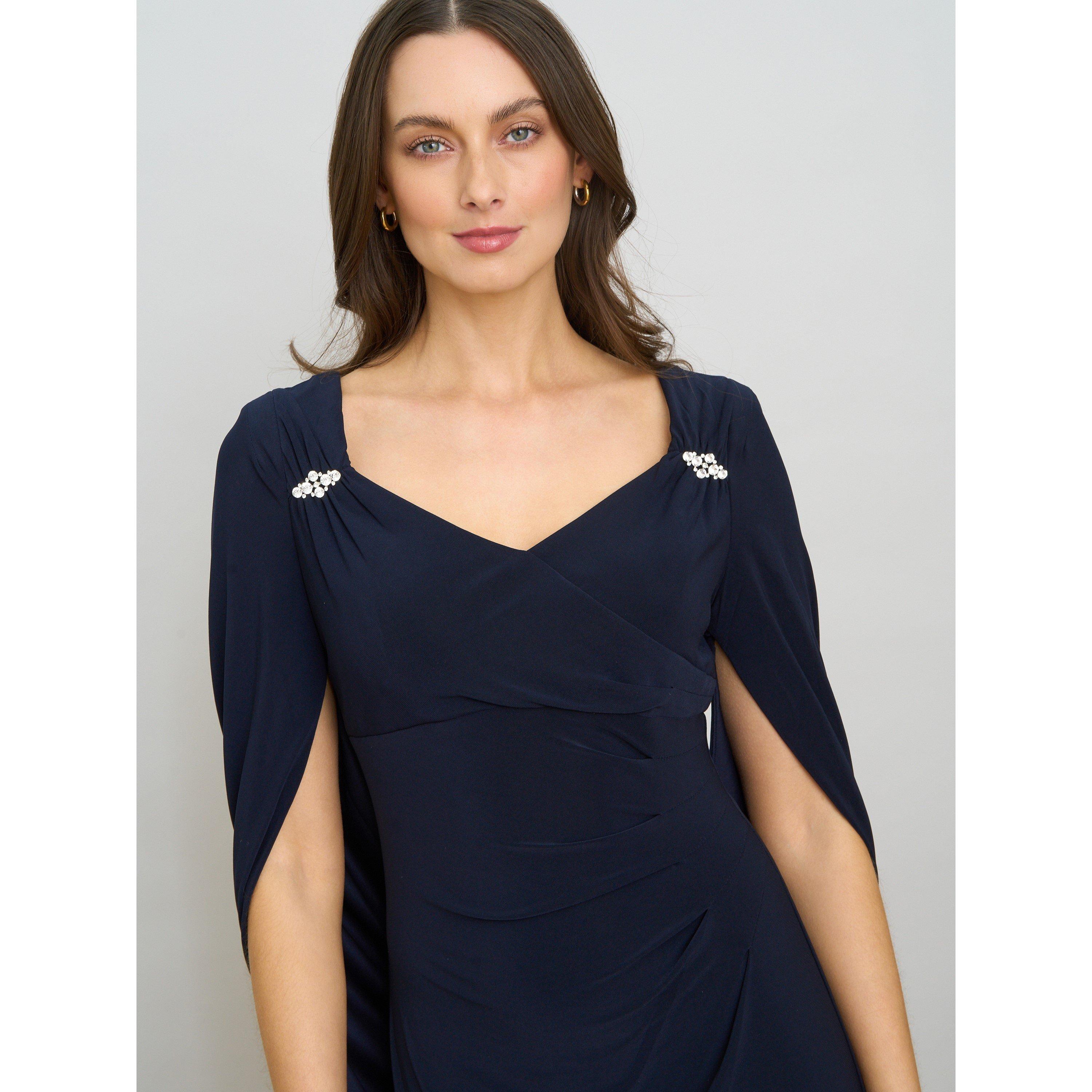 Navy - Gina Bacconi - Jenna Draped Back Shoulder Maxi Dress - 6