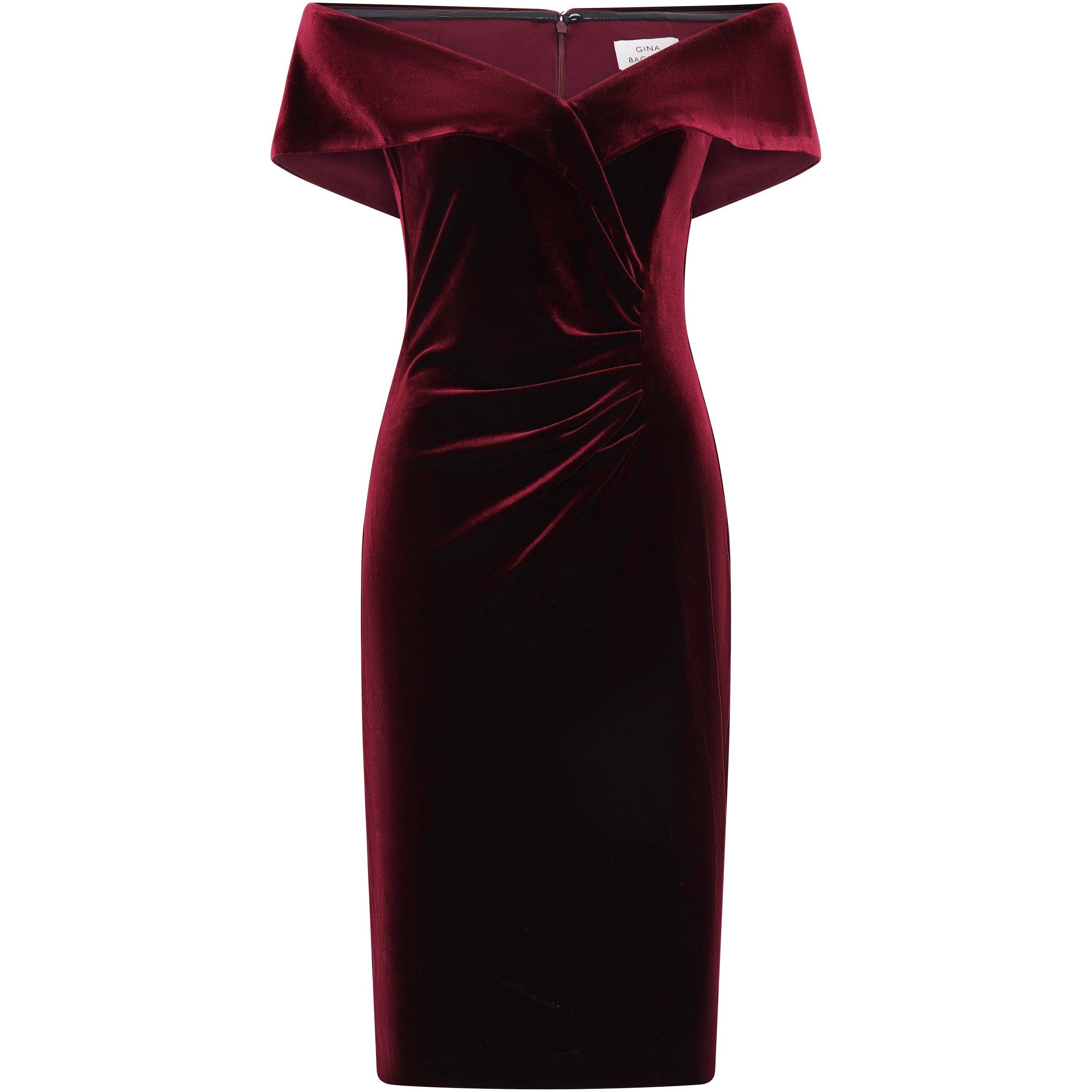 Gina Bacconi Women's Selene Off The Shoulder Velvet Dress - Burgundy - 18