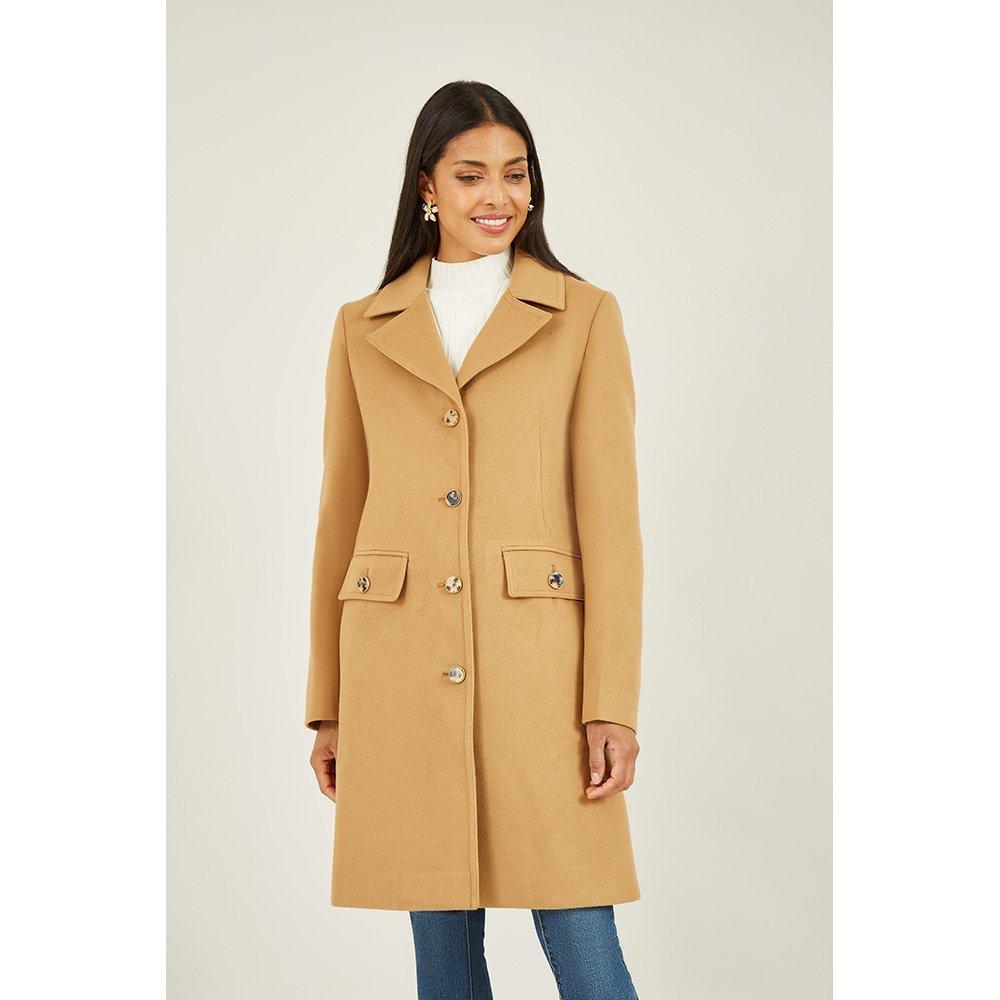 Camel - Yumi - Women's  Camel Military Coat - 1