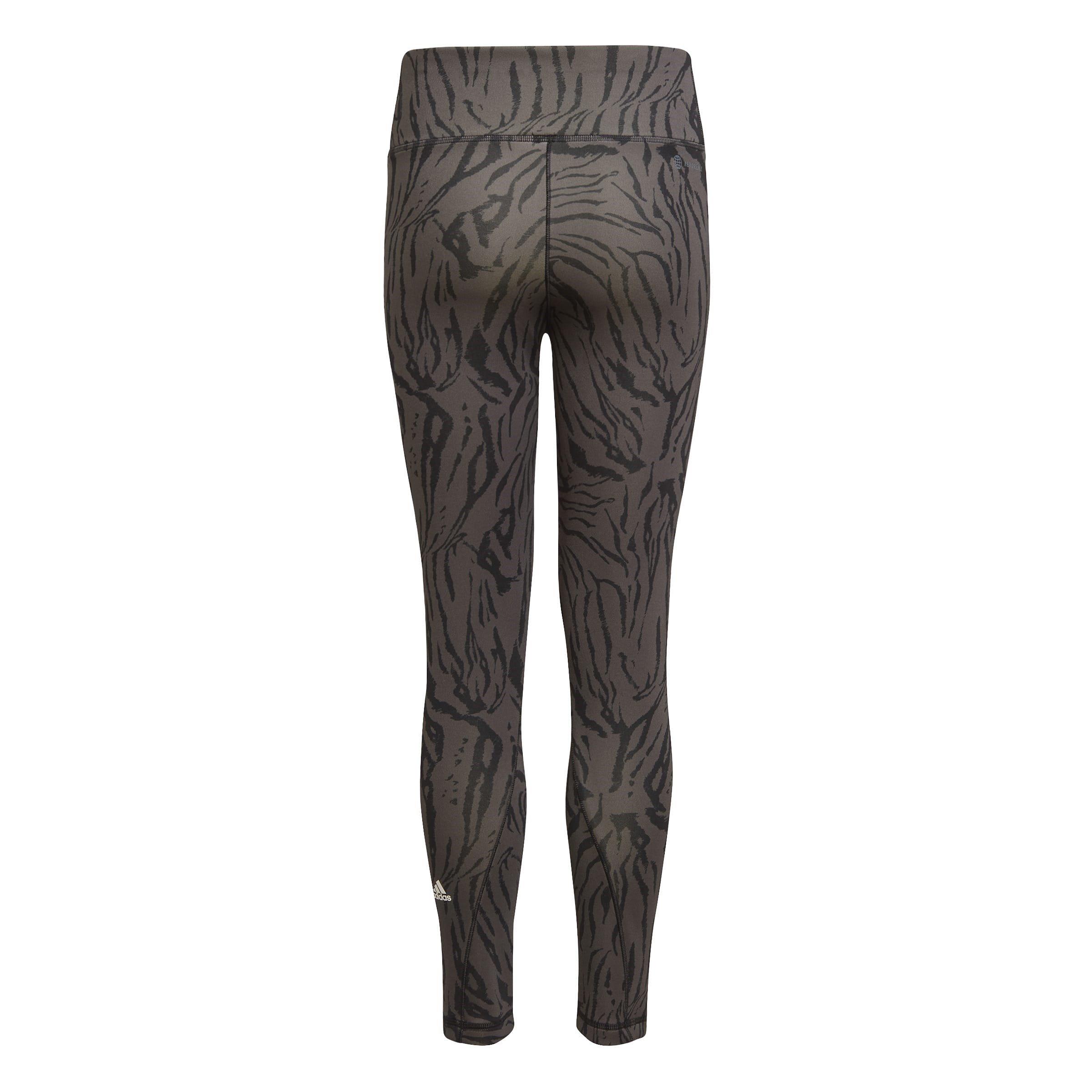Gresix/Zwart/Wit - adidas - Optime Aeroready Sport Icon Animal Print 7/8 Leggings Girls - 2