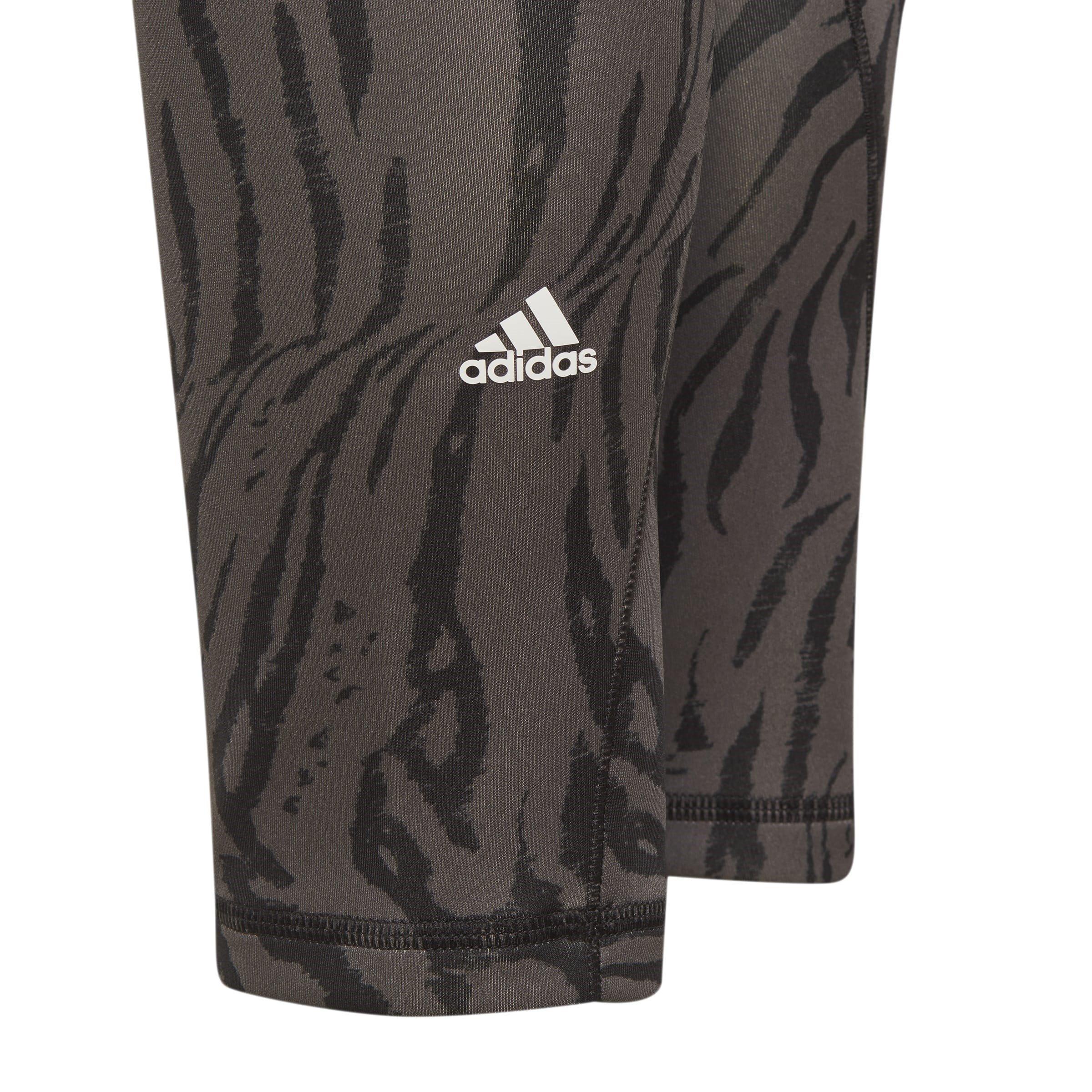 Gresix/Zwart/Wit - adidas - Optime Aeroready Sport Icon Animal Print 7/8 Leggings Girls - 4