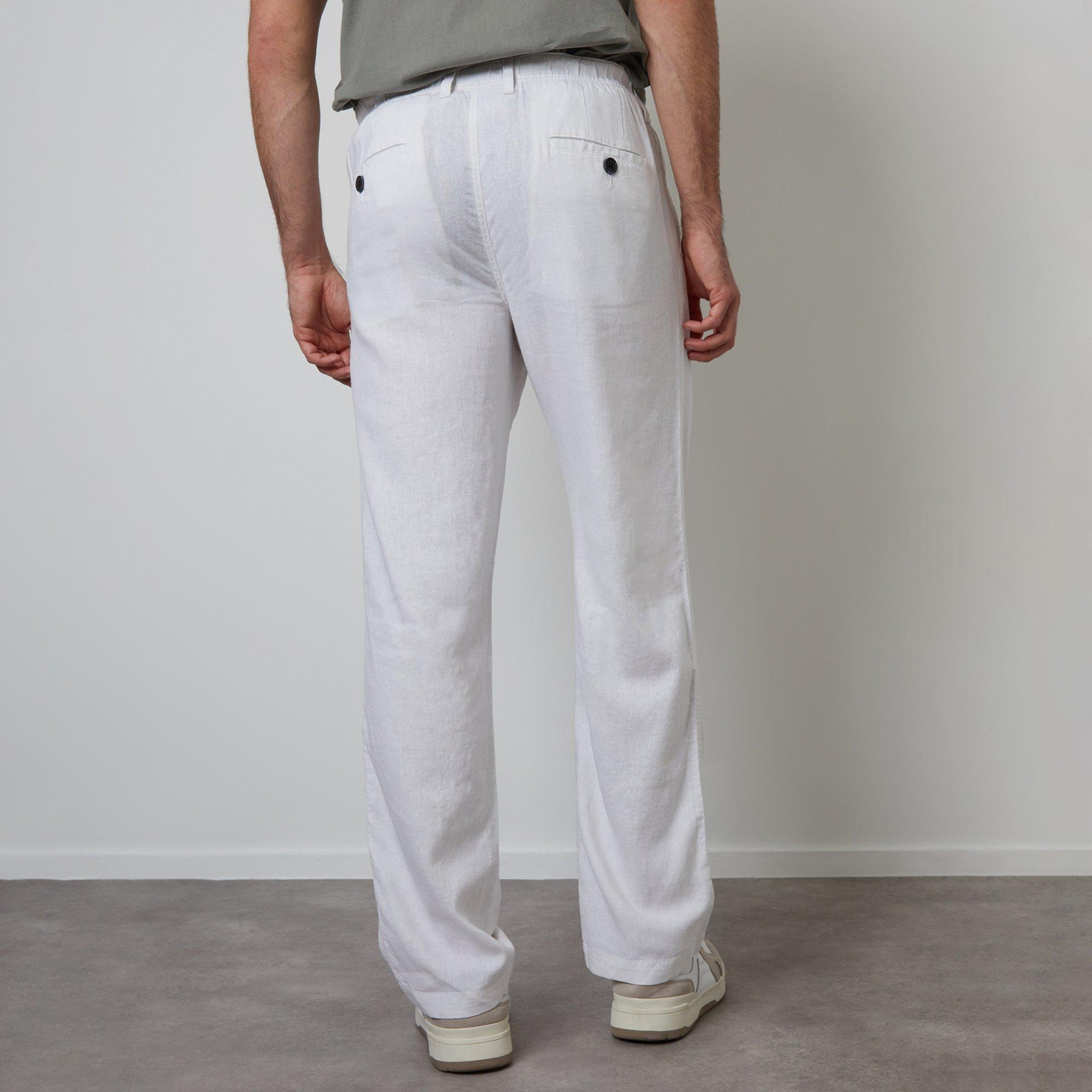 White - Threadbare - Annual Linen Blend Casual Trousers - 2