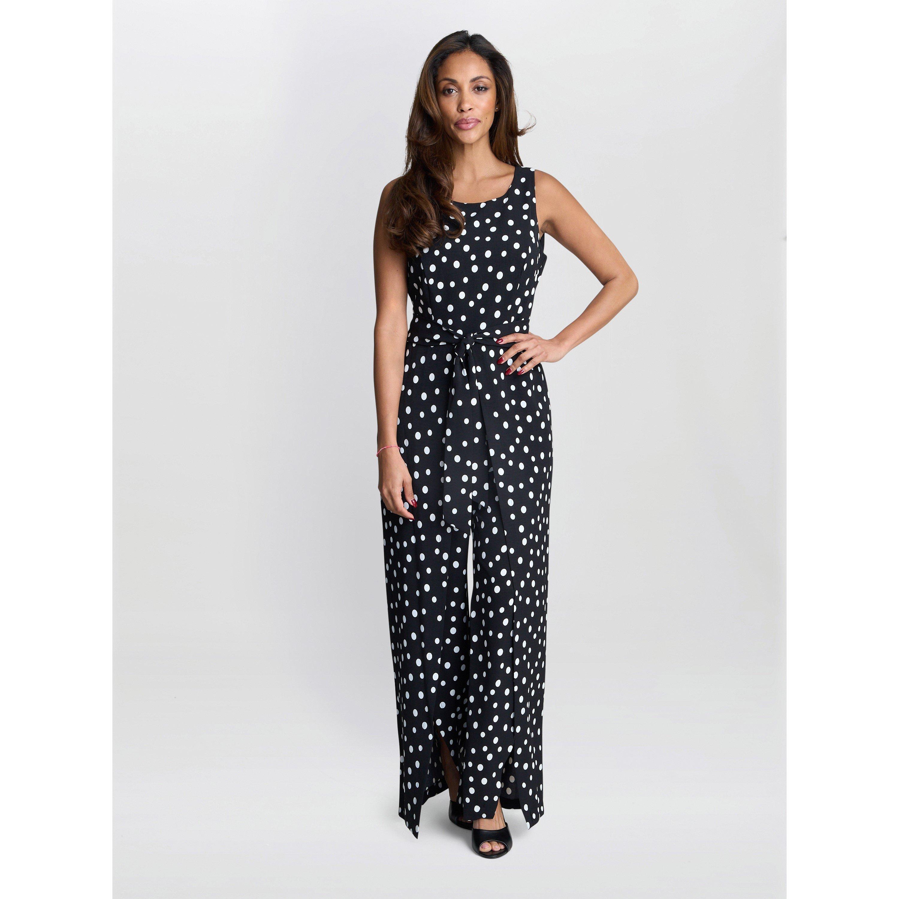 Gina Bacconi Women's Jolie Spot Jumpsuit - Black / White - 18